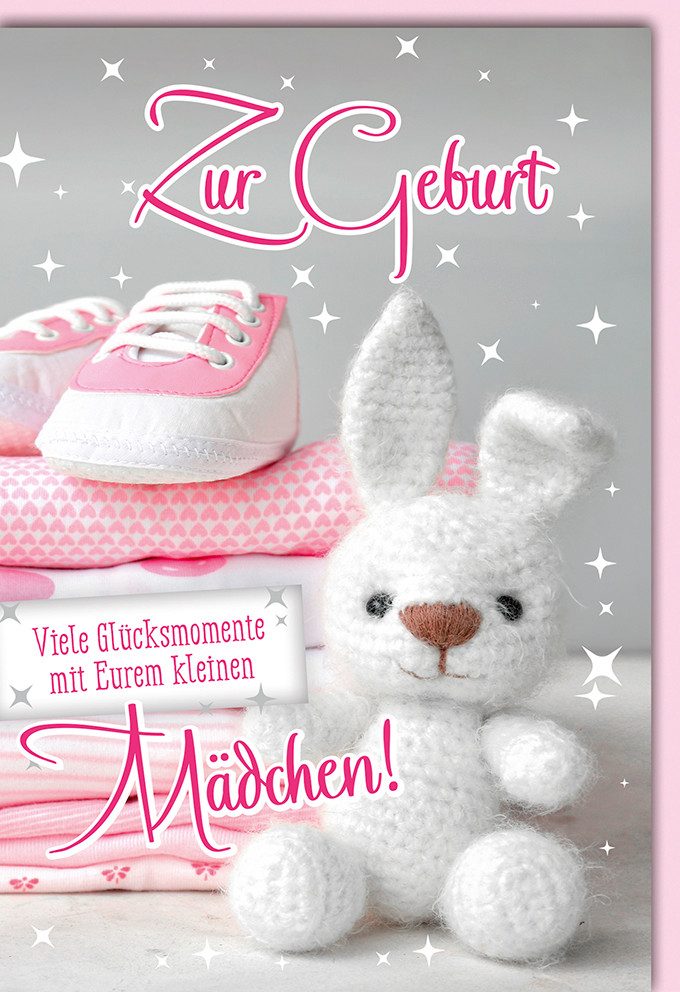 Verlag Dominique Grußkarten Geburt - Baby - Freudiges Ereignis - Karte mit Umschlag - Hase gestric