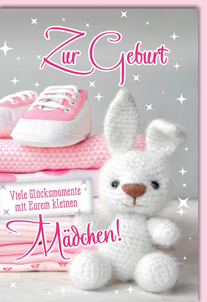 Grußkarten Geburt - Baby - Freudiges Ereignis - Karte mit Umschlag - Hase gestric