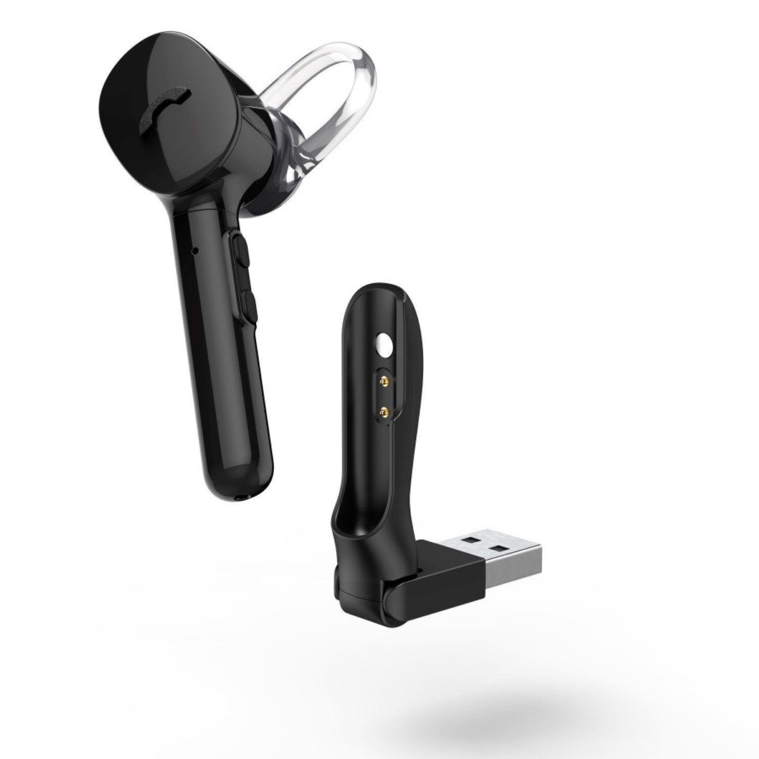 Hama Mono Bluetooth Headset MyVoice 1300 Schwarz Smartphone-Headset (Sprach-Steuerung, Anruffunktion, Bluetooth, Mikrofon, Docking-Station, Bluetooth 5.0, mit USB Docking, Ideal für Chat Telefonie mit Handy PC Notebook)