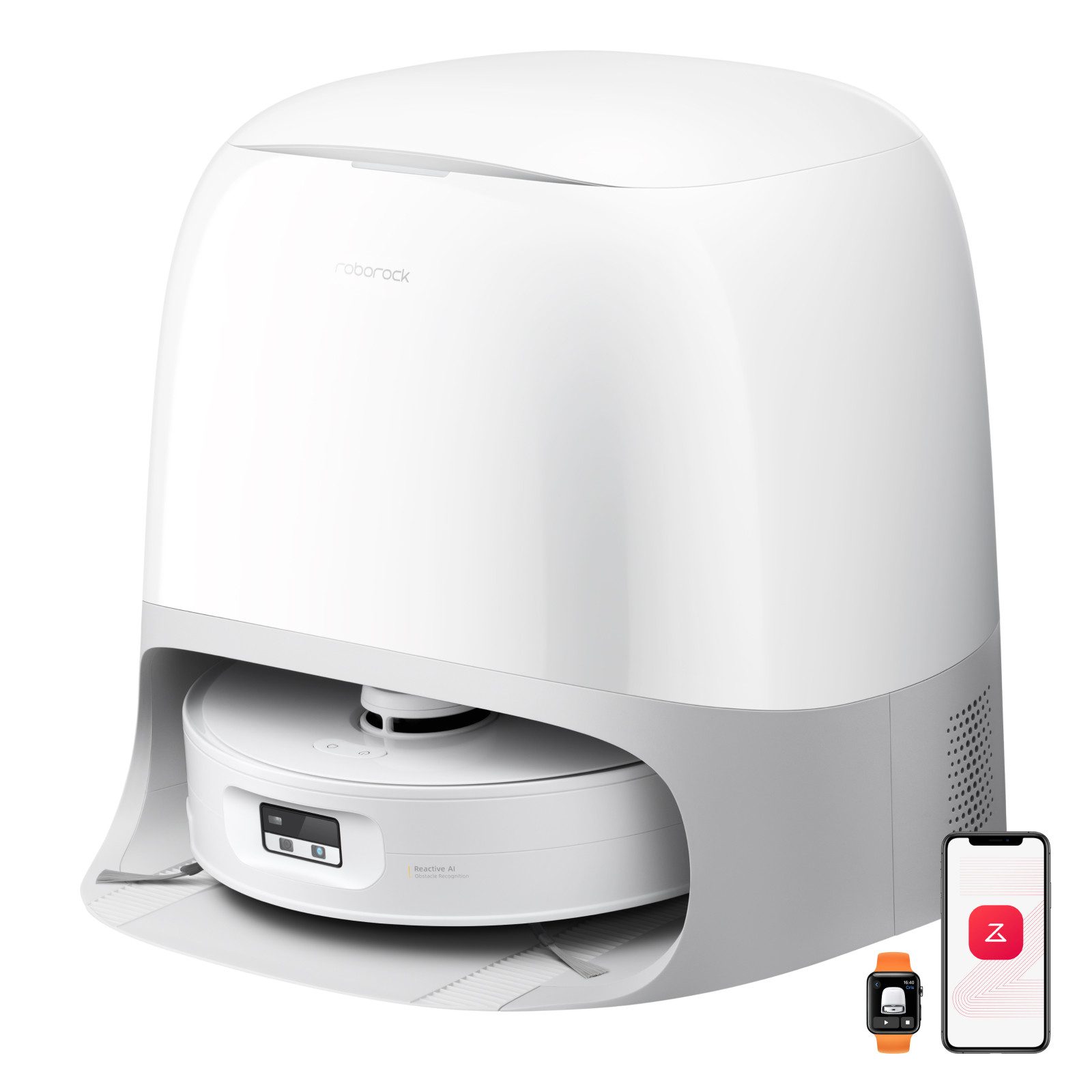 Roborock Saugroboter Roborock Qrevo Curv 2 Flow 20.000 Pa, intelligenter Teppichschutz, Selbstreinigende SpiraFlow-Wischwalze, Dual Zero-Tangle System