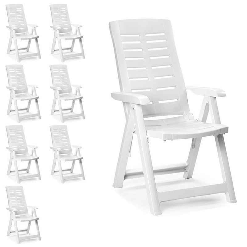 Mojawo Armlehnstuhl 8 Stück Klappstuhl Kunststoff Weiß 5-Positionen