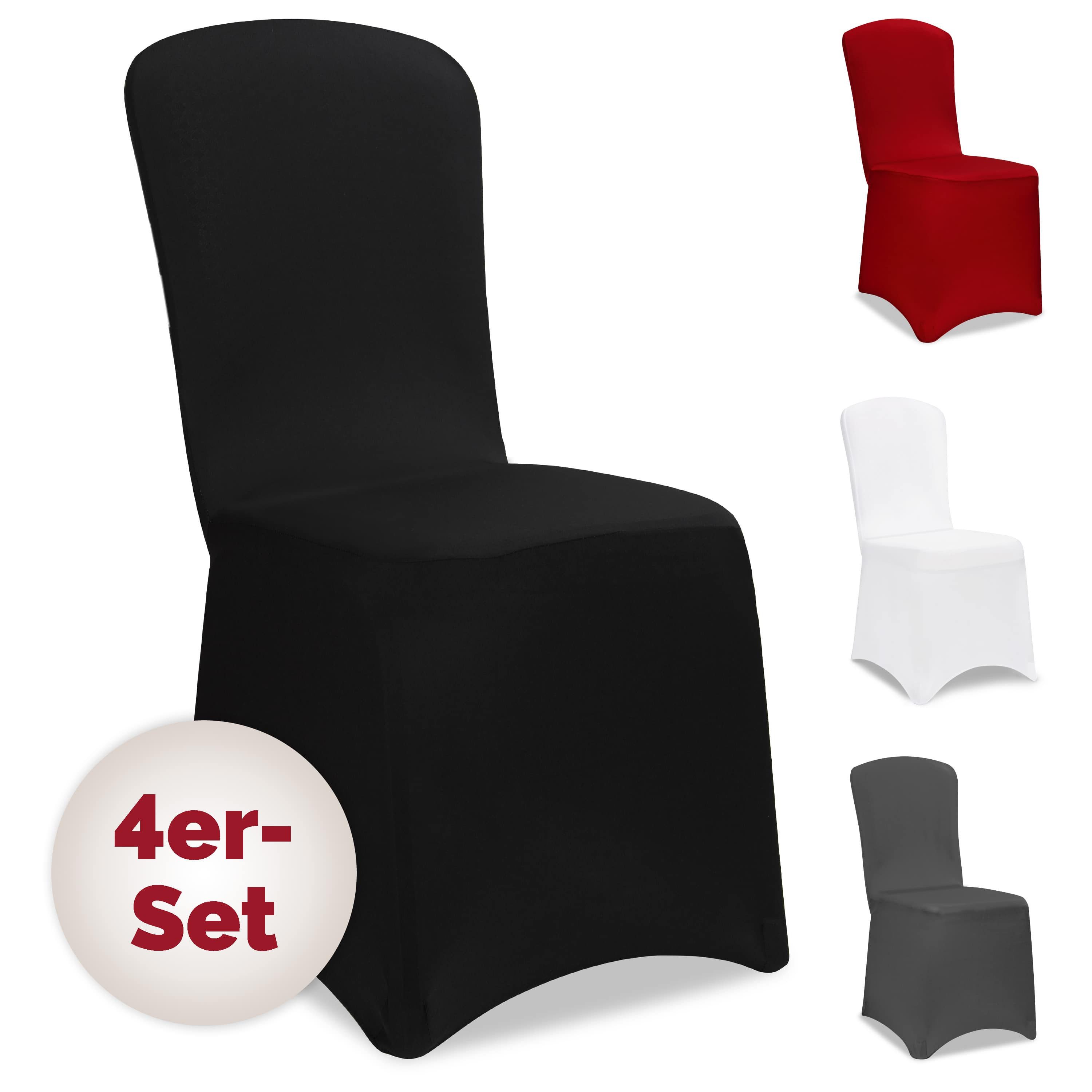 Detex Stuhlhusse, 4er Set Stretch Hussen für Stühle OEKO-TEX Stuhlüberzug Schwarz