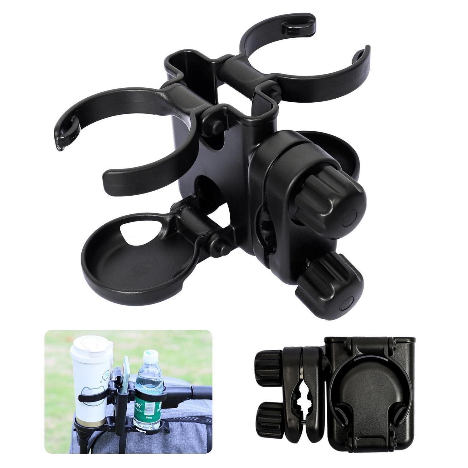 Becherhalter Getränkehalter Kinderwagen 3in1 mit Handyhalter 360 Grad drehbar