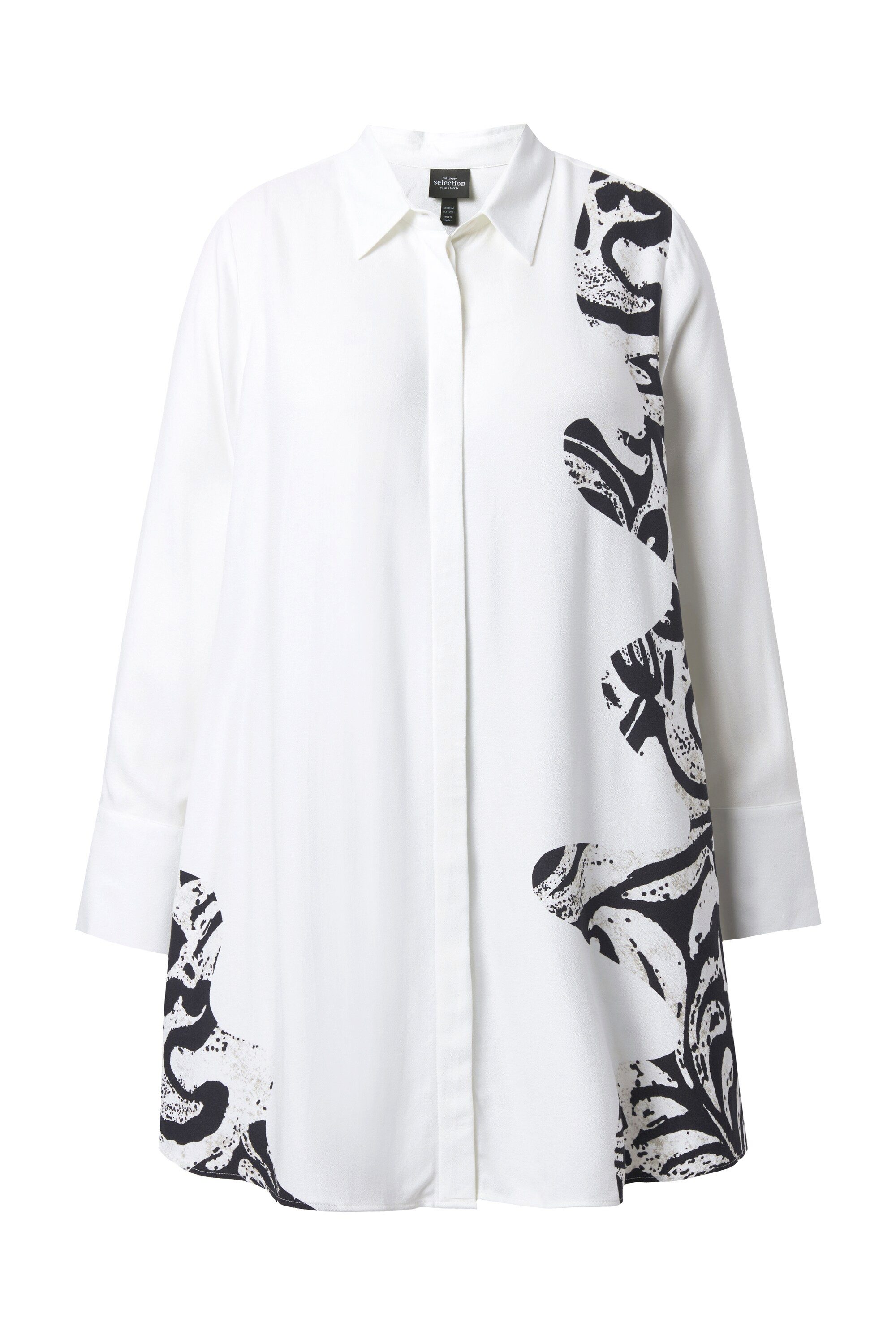 Ulla Popken Hemdbluse Longbluse Animal-Design Hemdkrage Langarm günstig online kaufen