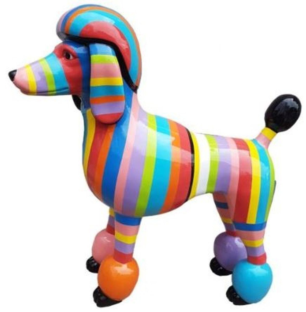 Casa Padrino 63 Pudel Figur Dekorative Mehrfarbig Gartendeko Hund x Tierfigur Skulptur cm Gestreift Gartendeko Skulptur Designer H. Gartenfigur - - 64 - Wetterbeständige