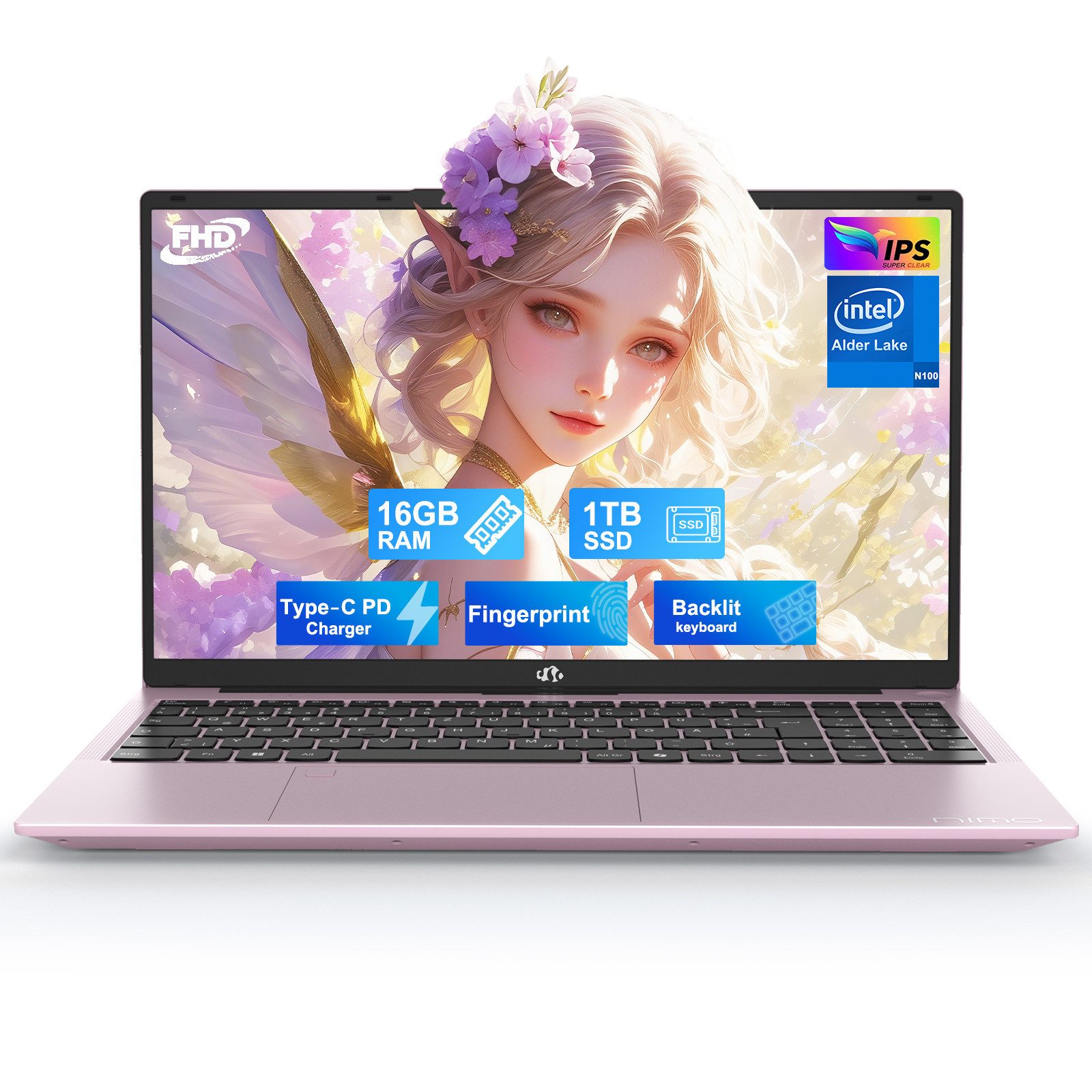 NIMO 15.6 Inch IPS FHD Business-Notebook, 16 GB DDR 1TB SSD Intel N100 Notebook (39,6 cm/15.6 Zoll, Intel Pentium N100 N00, Intel Graphics, 1024 GB SSD, Studenten-Laptop)