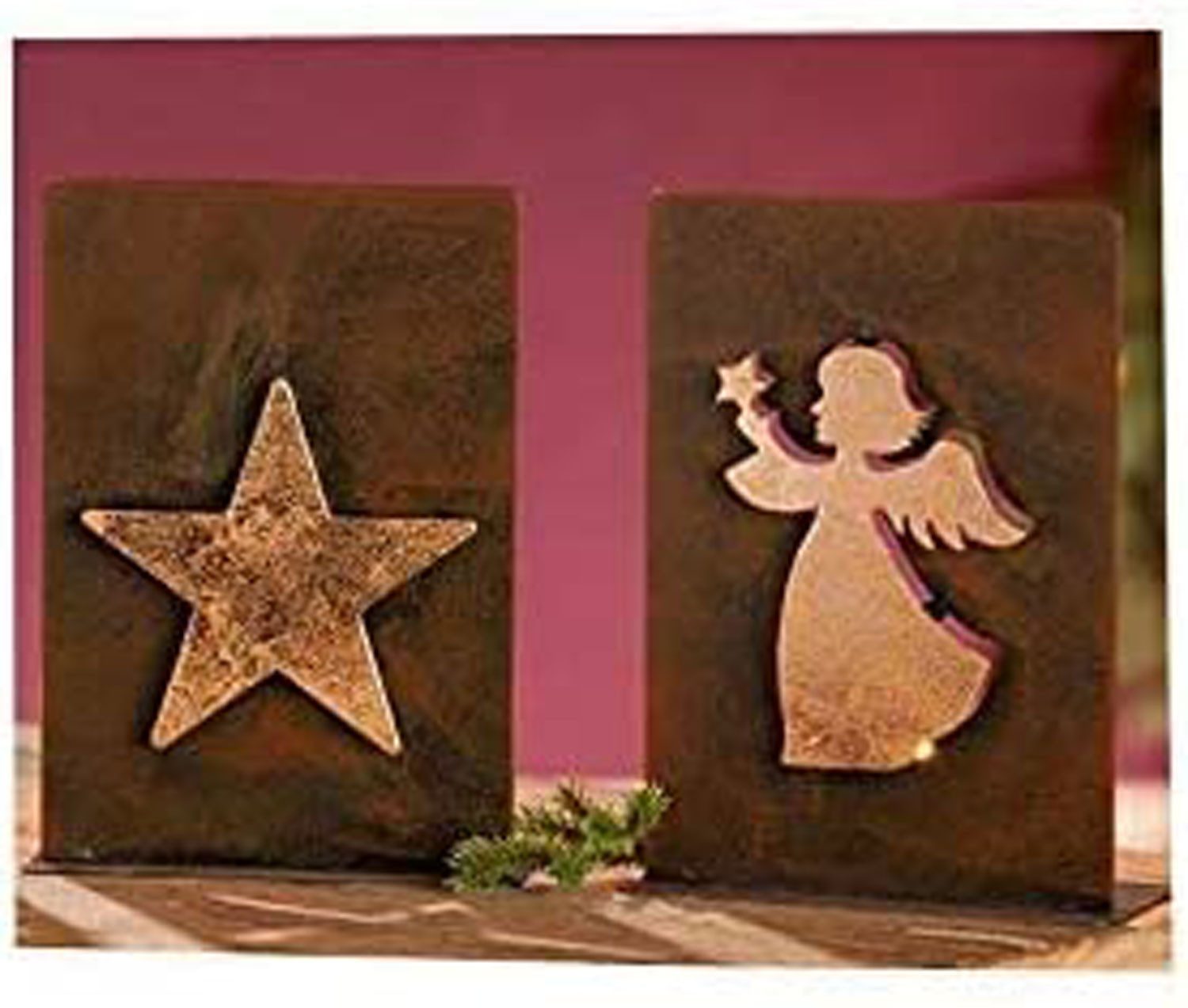 Steinnacher Bärbel Teelicht 2er Set Teelicht 3 D braun gold Stern Engel 11x6x16 cm (2-tlg)