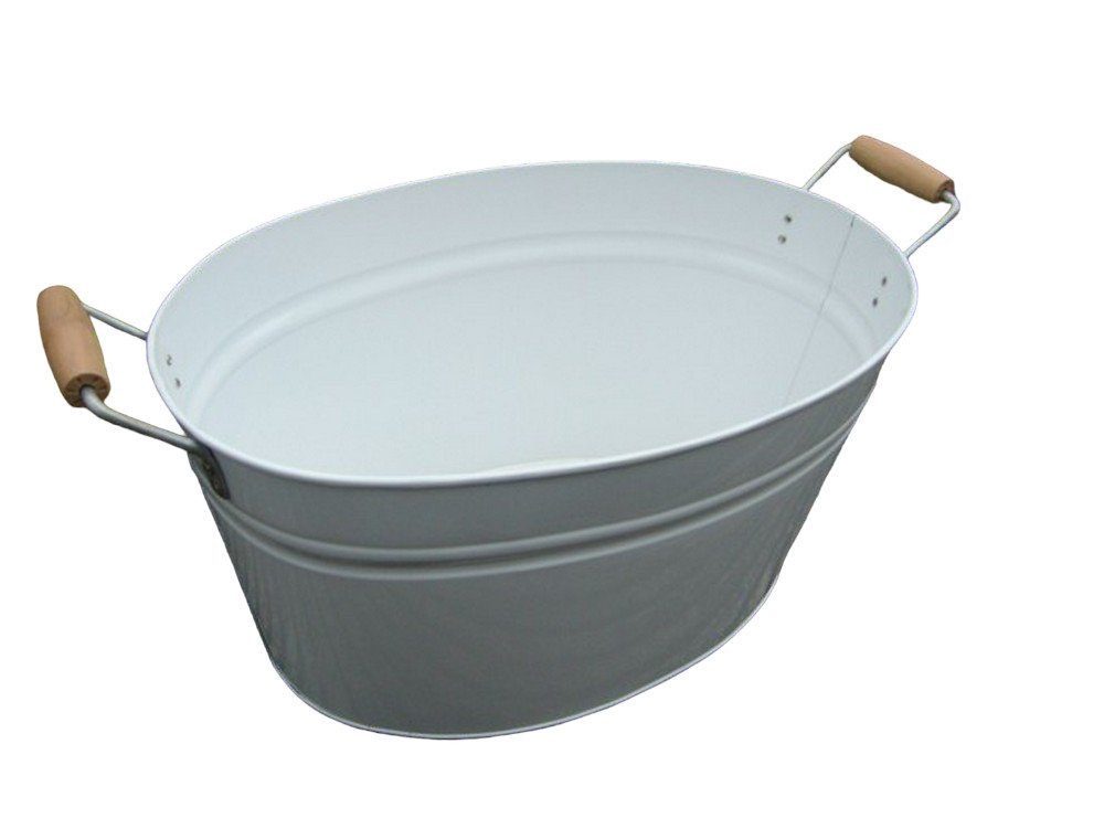 Deko-Impression Pflanzschale Eisenwanne, Pflanztopf, Zinkbottich, Pflanzschale 39 x 26 weiss (1 St)