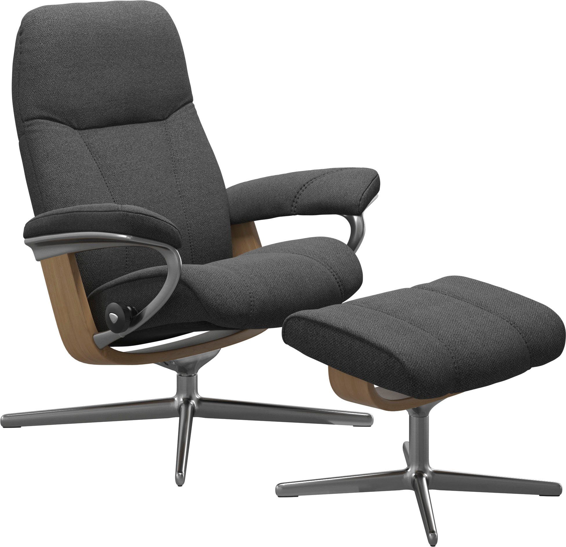 Relaxsessel mit mit Hocker), Hocker, Größe Consul L, (Set, & Relaxsessel Eiche Stressless® Holzakzent mit Base, M Cross S,