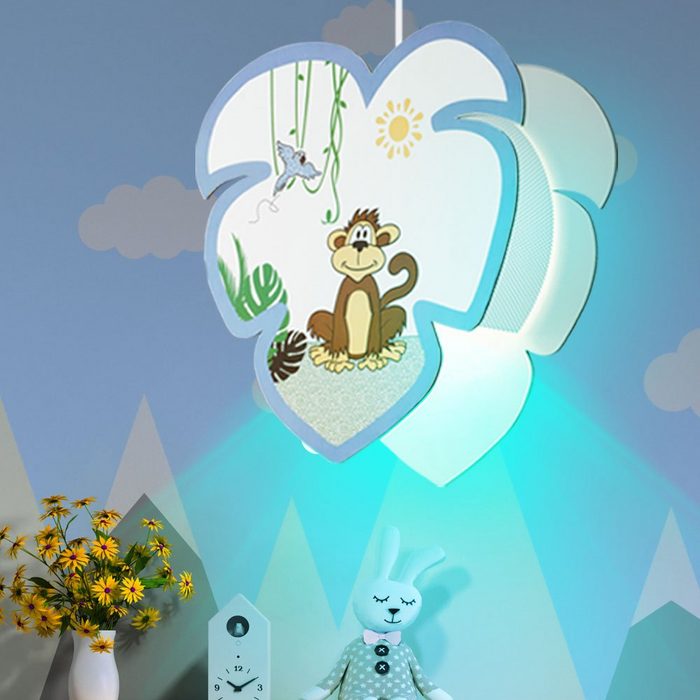 etc-shop Smarte LED-Leuchte Leuchtmittel inklusive Kaltweiß Warmweiß Neutralweiß Tageslichtweiß Farbwechsel Smart Home Kinder Pendel Leuchte Spiel Zimmer Decken Affen