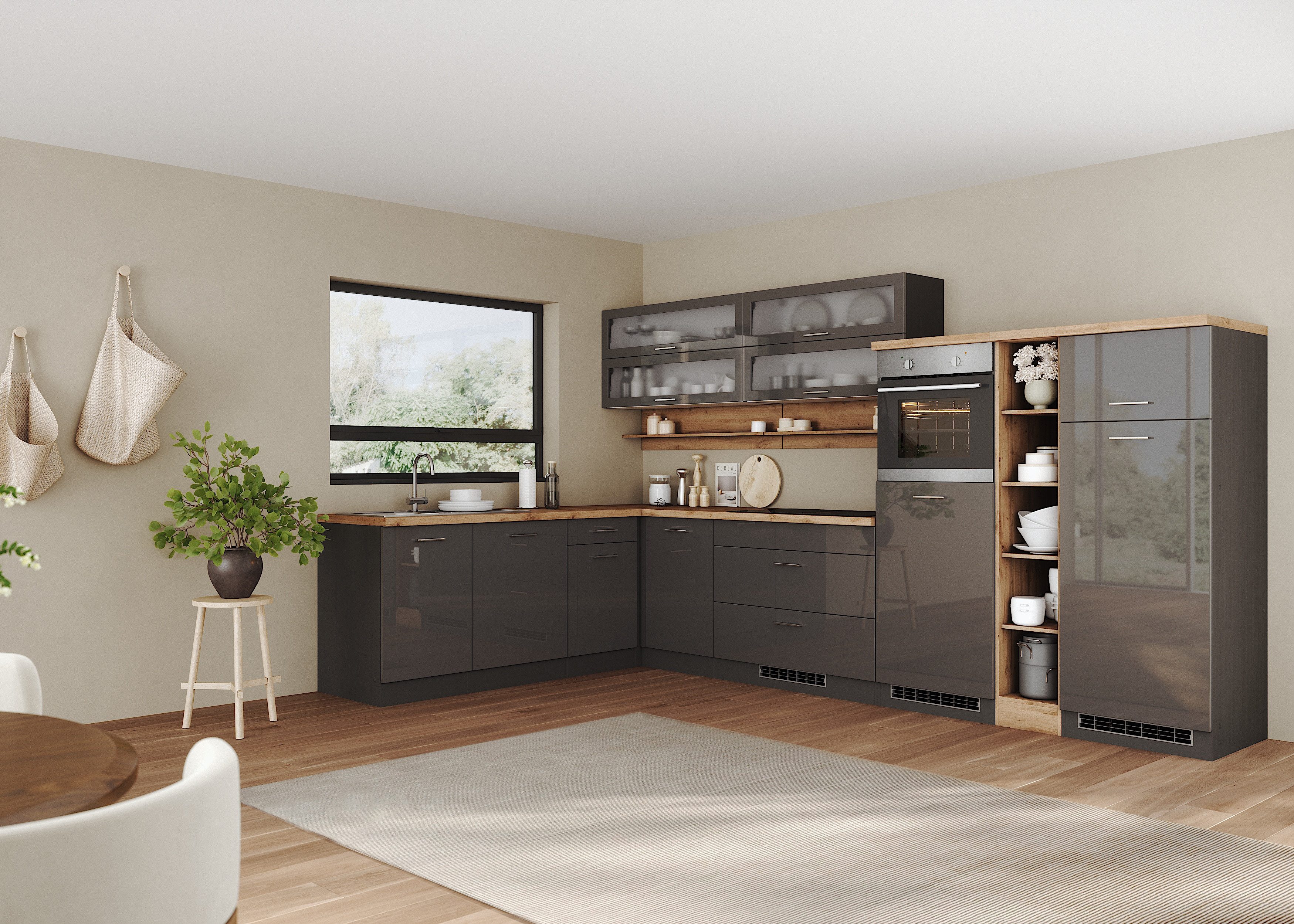 KOCHSTATION Winkelküche KS-Milan, optional mit Muldenlüfter, günstig online kaufen