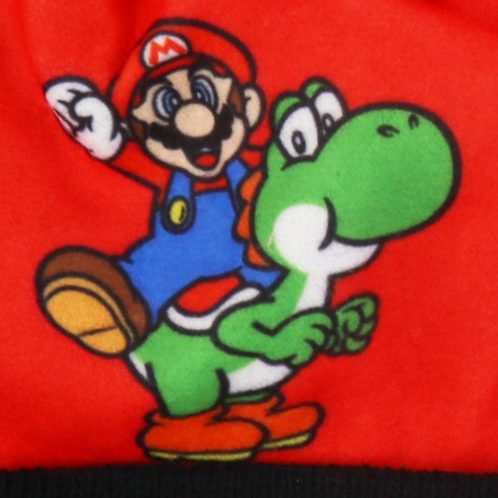 Super Mario Bommelmütze 52 Blau Kinder Mario Yoshi Super Gr. oder 54, bis Rot Mütze Winter