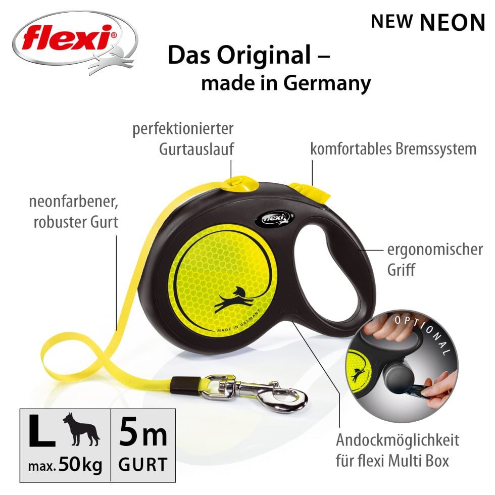 flexi Hundeleine Flexi Hundeleine New Classic L neongelb, Gurt