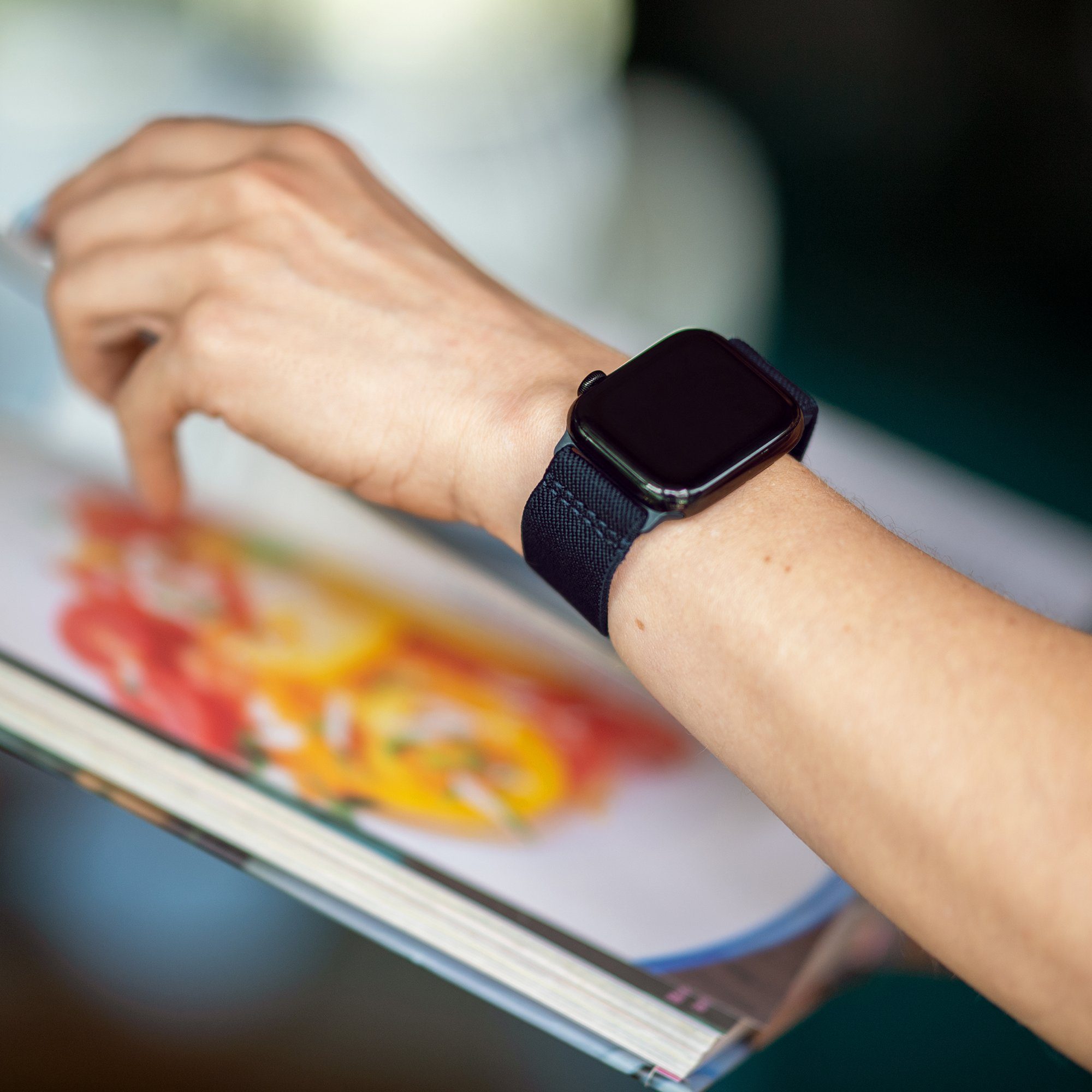 Adapter, (49mm), Apple Watch (45mm), Ultra Artwizz (42mm) Smartwatch-Armband Textil 9-7 Uhrenarmband Blau, & SE (44mm), mit 6-4 WatchBand Flex, 3-1