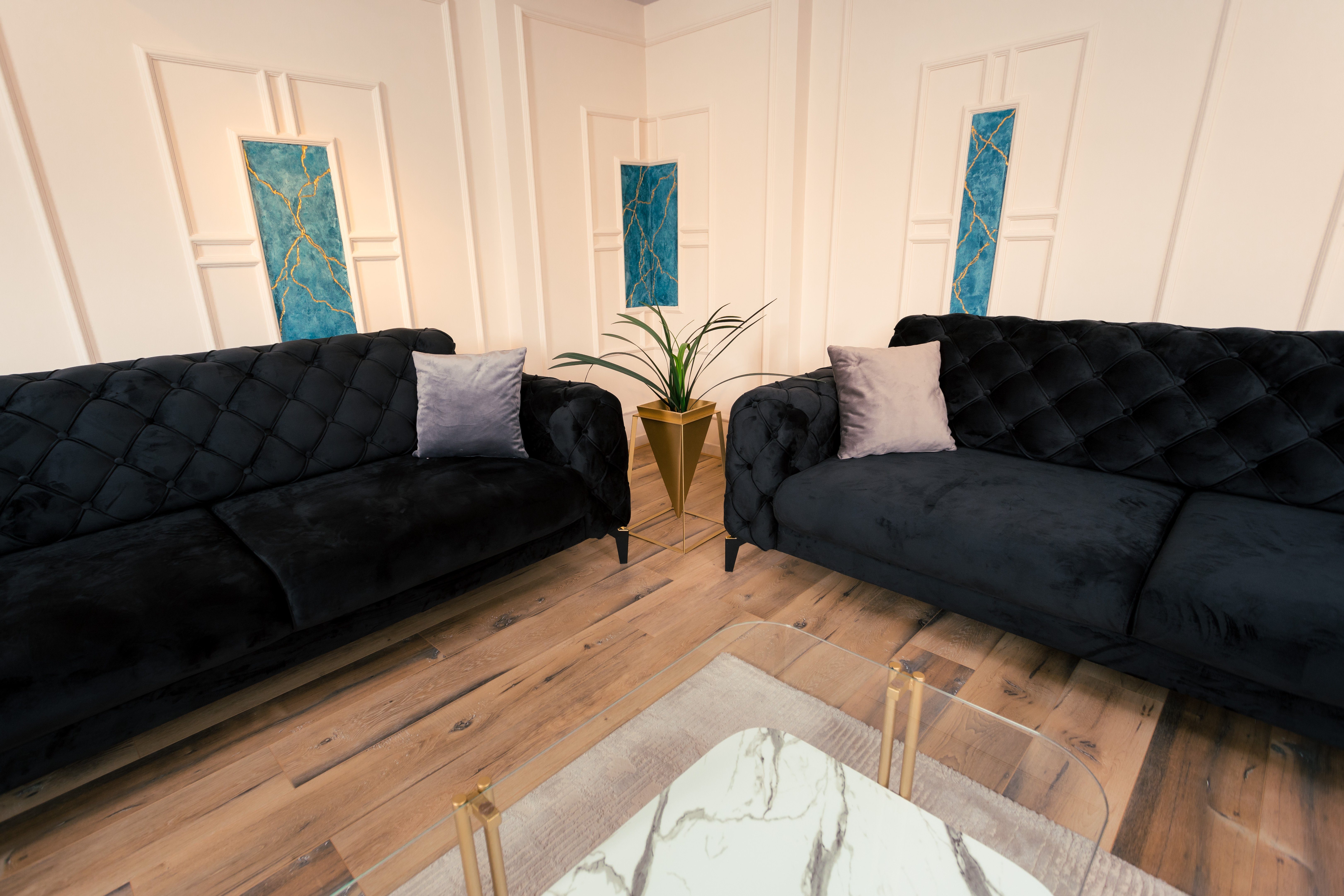 Möbeldreams Sofa Premium Sofa-Set Arizona Chesterfield Modern 3Teilig / Samt, Chesterfield-Design, Samtbezug, 3-teilig, moderne Polstergarnitur – Bild 5 von 5