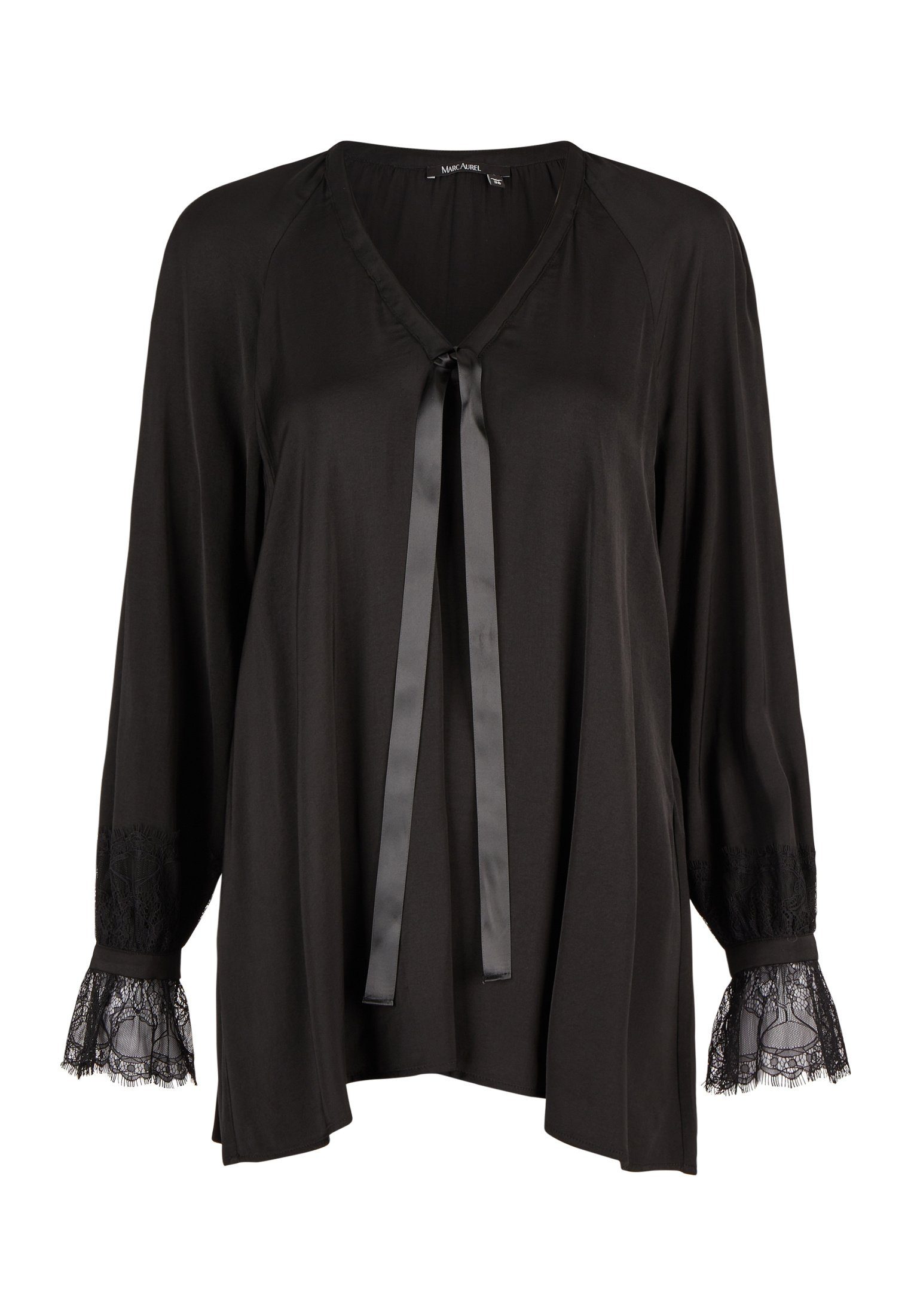 MARC AUREL Klassische Bluse Satinbluse mit Spitzen-Manschetten MARC AUREL Klassische Bluse Satinbluse mit Spitzen-Manschetten