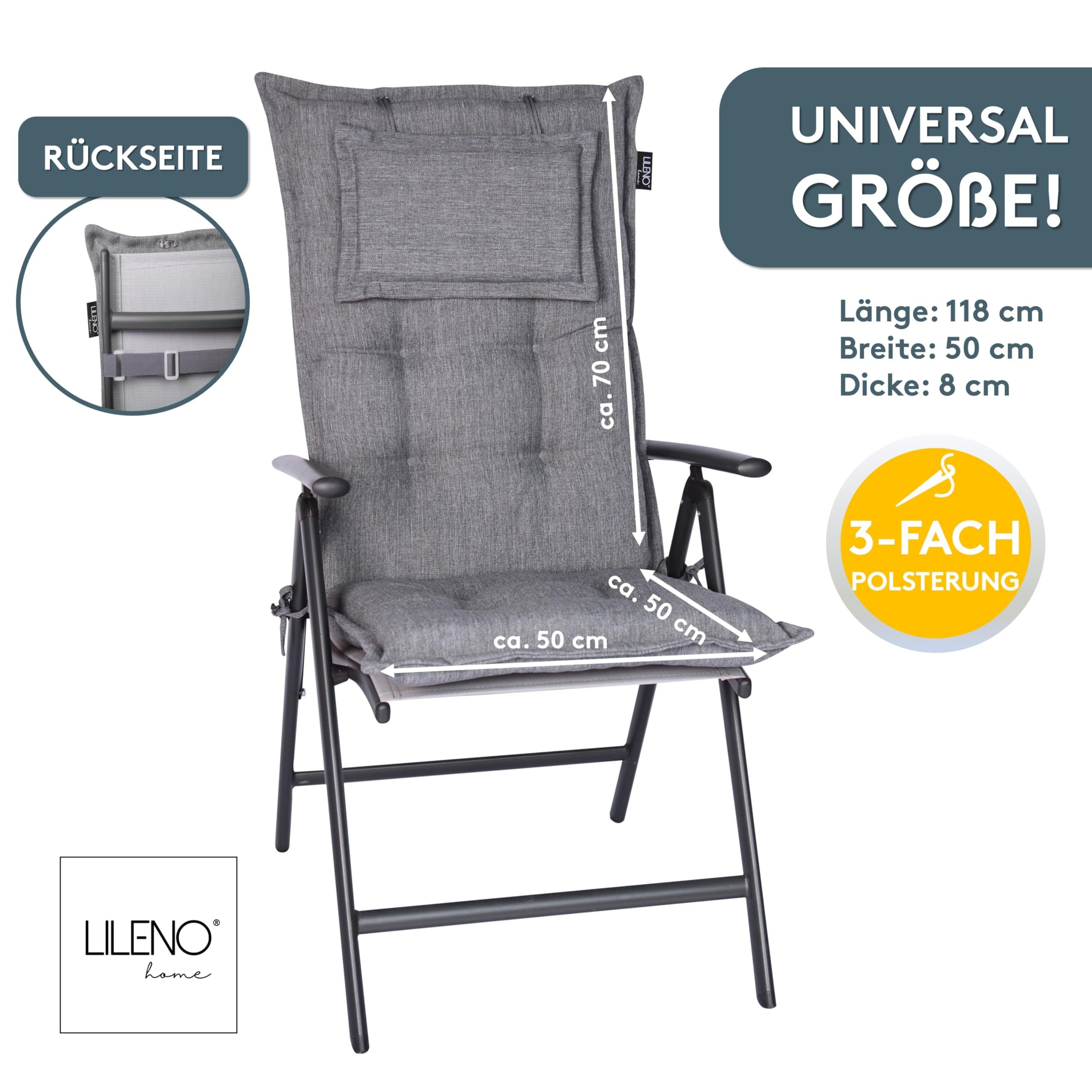 LILENO HOME Hochlehnerauflage Gartenstuhl Auflage, bequeme Sitzauflage für Gartenmöbel, Stuhlkissen, (1 St., 1er Set), Polsterauflage Grau Y, Sitzpolster für Kl – Bild 2 von 5