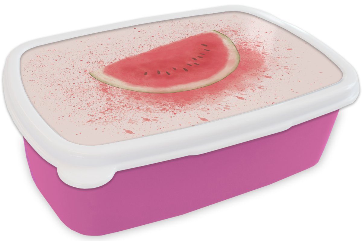 (2-tlg), Sommer, Snackbox, Kinder, - Brotdose Kunststoff Wassermelone Obst - Mädchen, Kunststoff, Pastell - Erwachsene, Lunchbox für Brotbox MuchoWow rosa