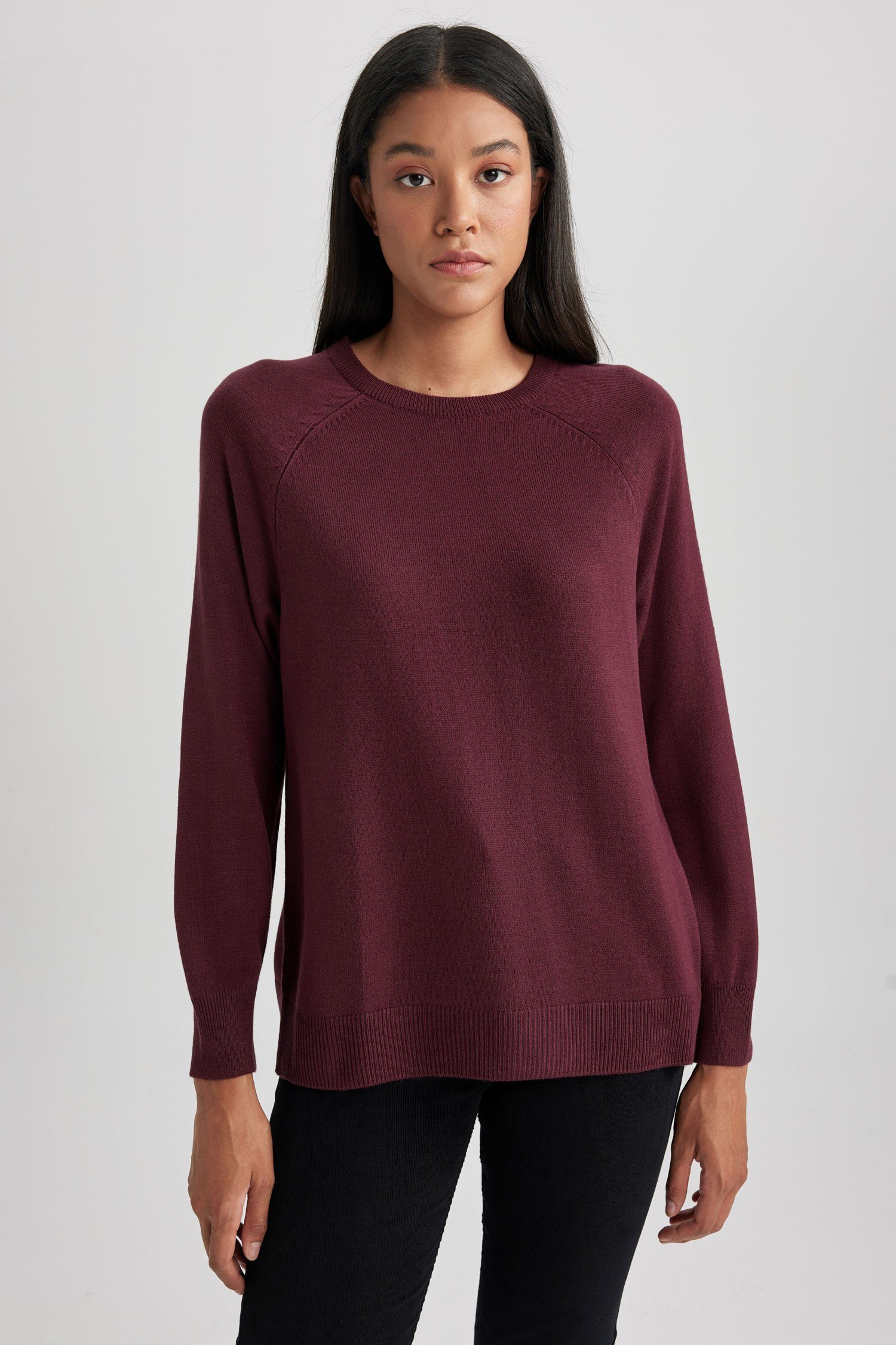 DeFacto Strickpullover RELAX Bordeaux FIT Strickpullover Damen