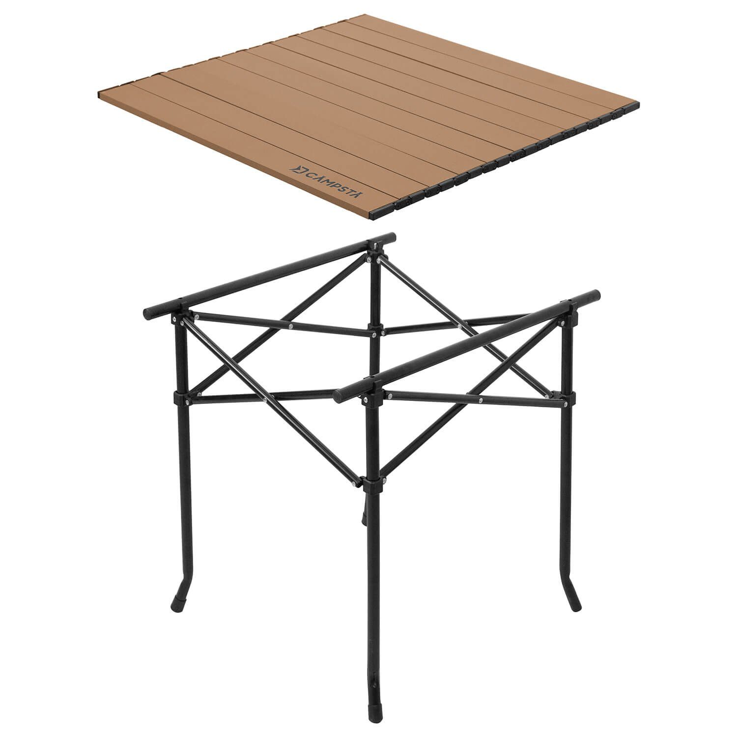 Delphin Campingtisch Delphin Campsta Campingtisch Faltbar, Vielseitig einsetzbar für verschiedene Outdoor-Aktivitäten, Klappbare Konstruktion für maximale Funktionalität und kompakte Transportabmessungen, Leicht auf- und abbaubar, Wird in einer tragbaren Tasche mit integriertem Griff geliefert, Aufgeklappte Abmessungen: 60x60x60cm, Transportabmessungen: 60x20x10cm