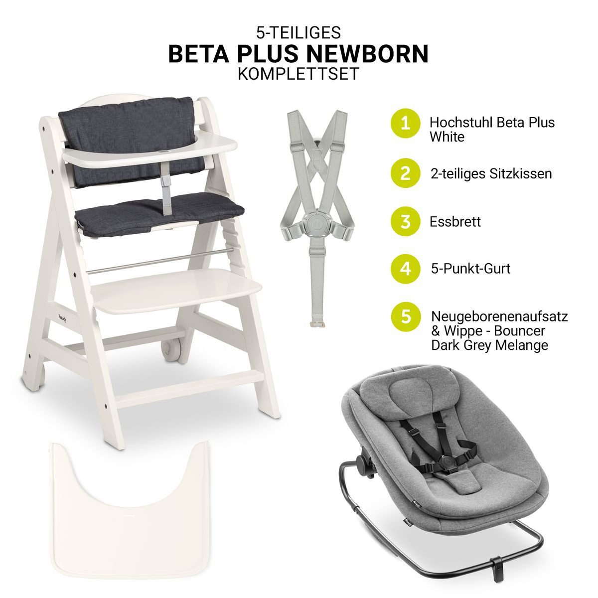Hauck Hochstuhl Beta Plus White Newbornset günstig online kaufen