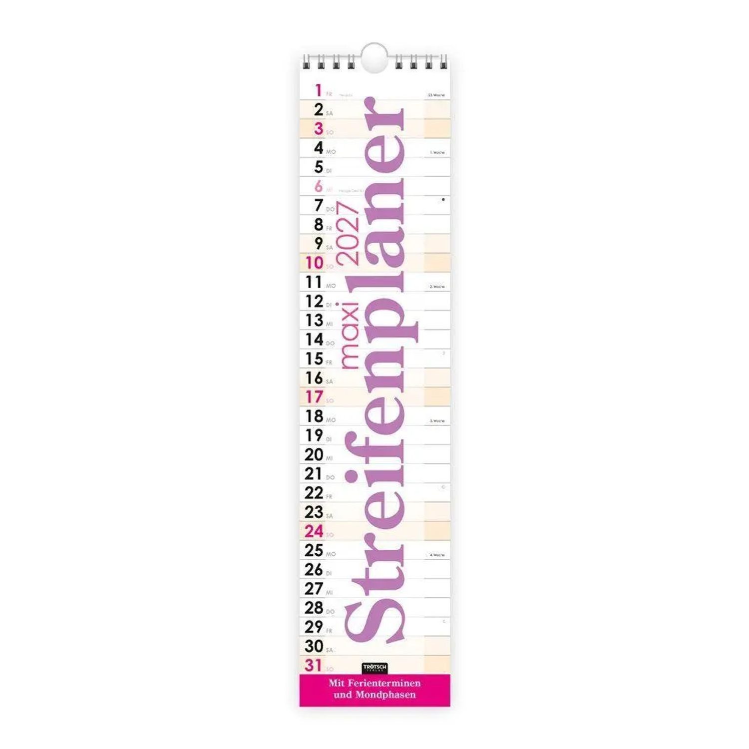 Trötsch Verlag Wandkalender TRÖTSCH - Streifenkalender Maxi Violett 2027