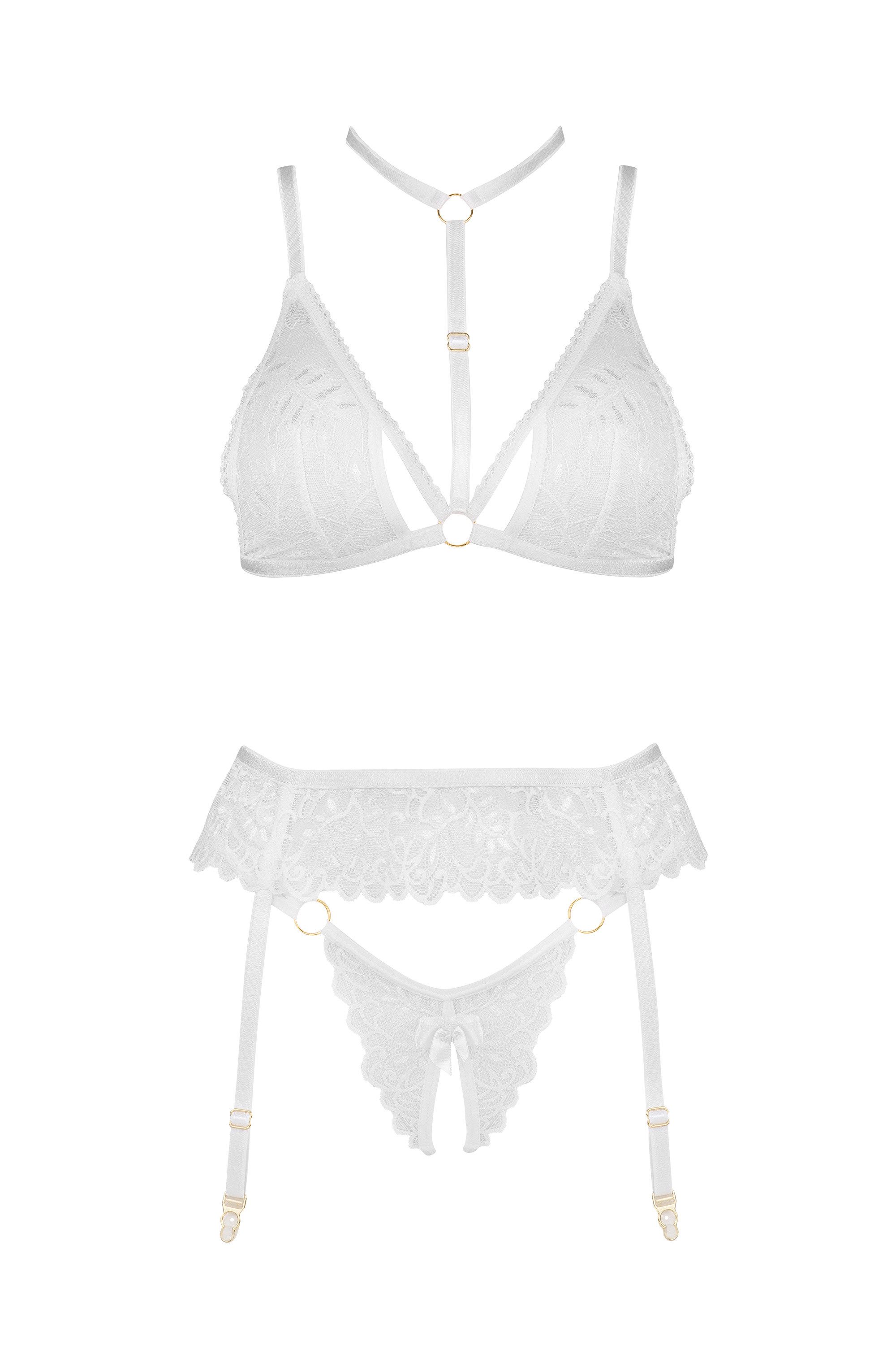 Beauty Night Fashion Set: Bügel-BH Strapse-Set Noemi weiß BH Ouvert-String (Set)