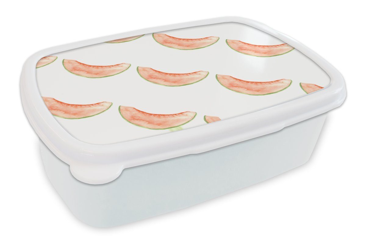 MuchoWow Lunchbox Melone - Obst (2-tlg), für Kinder - Aquarell, und Brotdose, Brotbox Mädchen Jungs Erwachsene, und für weiß Kunststoff