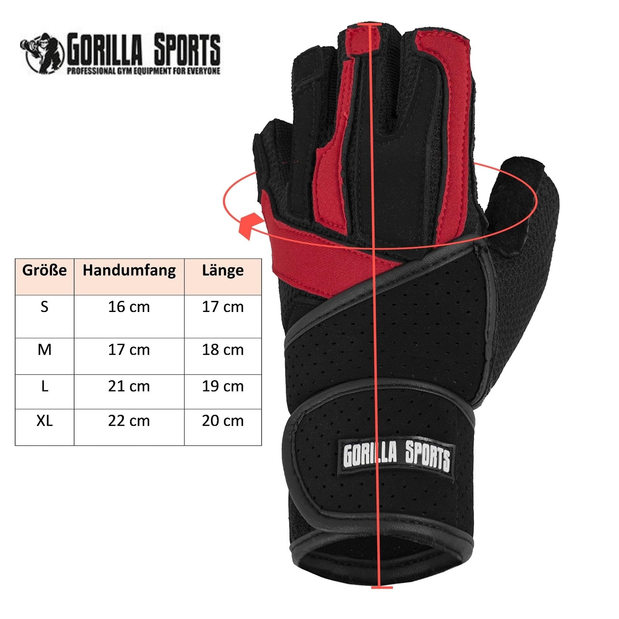 Trainingshandschuhe mit GORILLA Leder, Handschuhe - Fitness SPORTS Sporthandschuhe Handgelenkstütze,