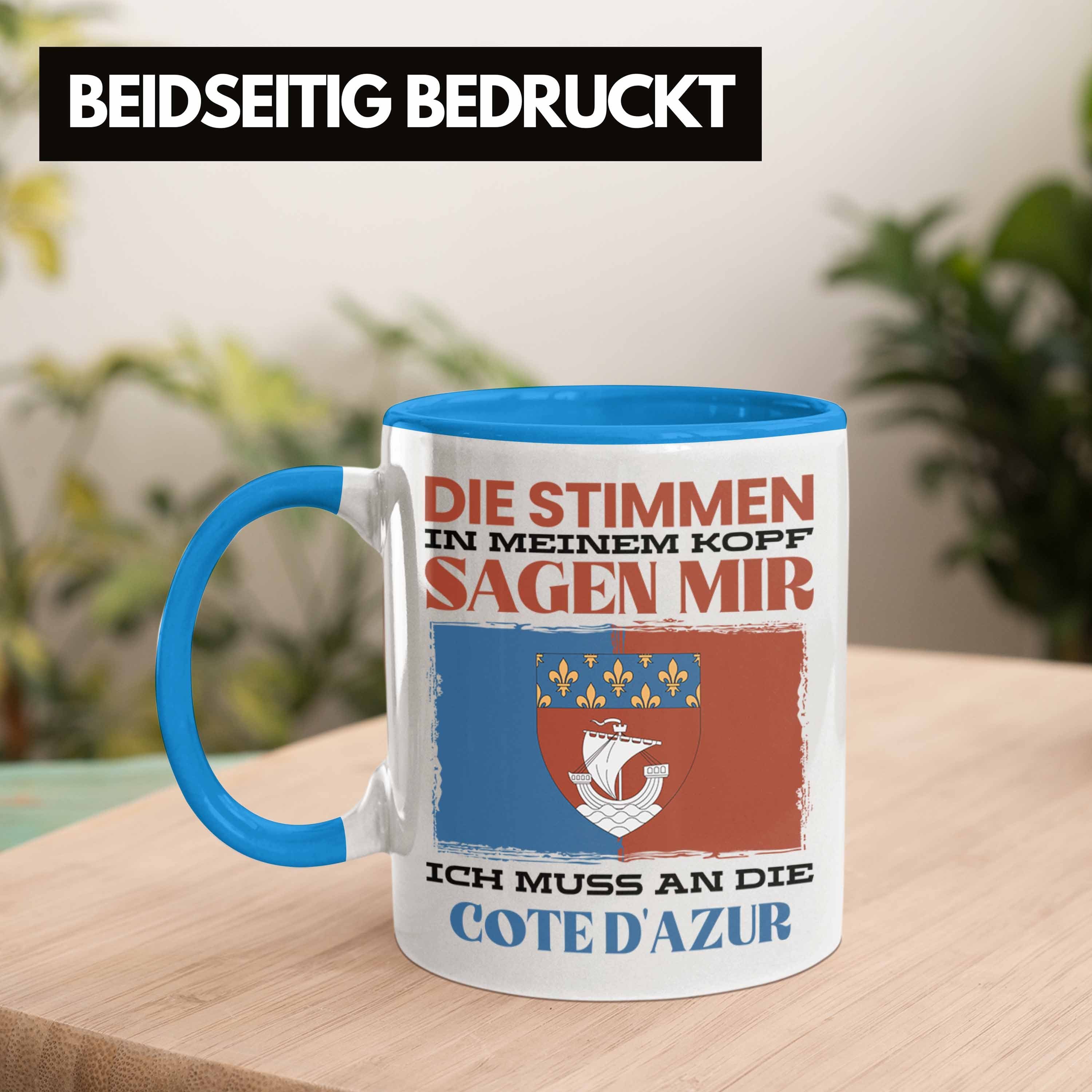 Trendation Cote - Tasse Tasse D'azur Geschenk Heimat Blau Urlaub Trendation Spruch Frankreic