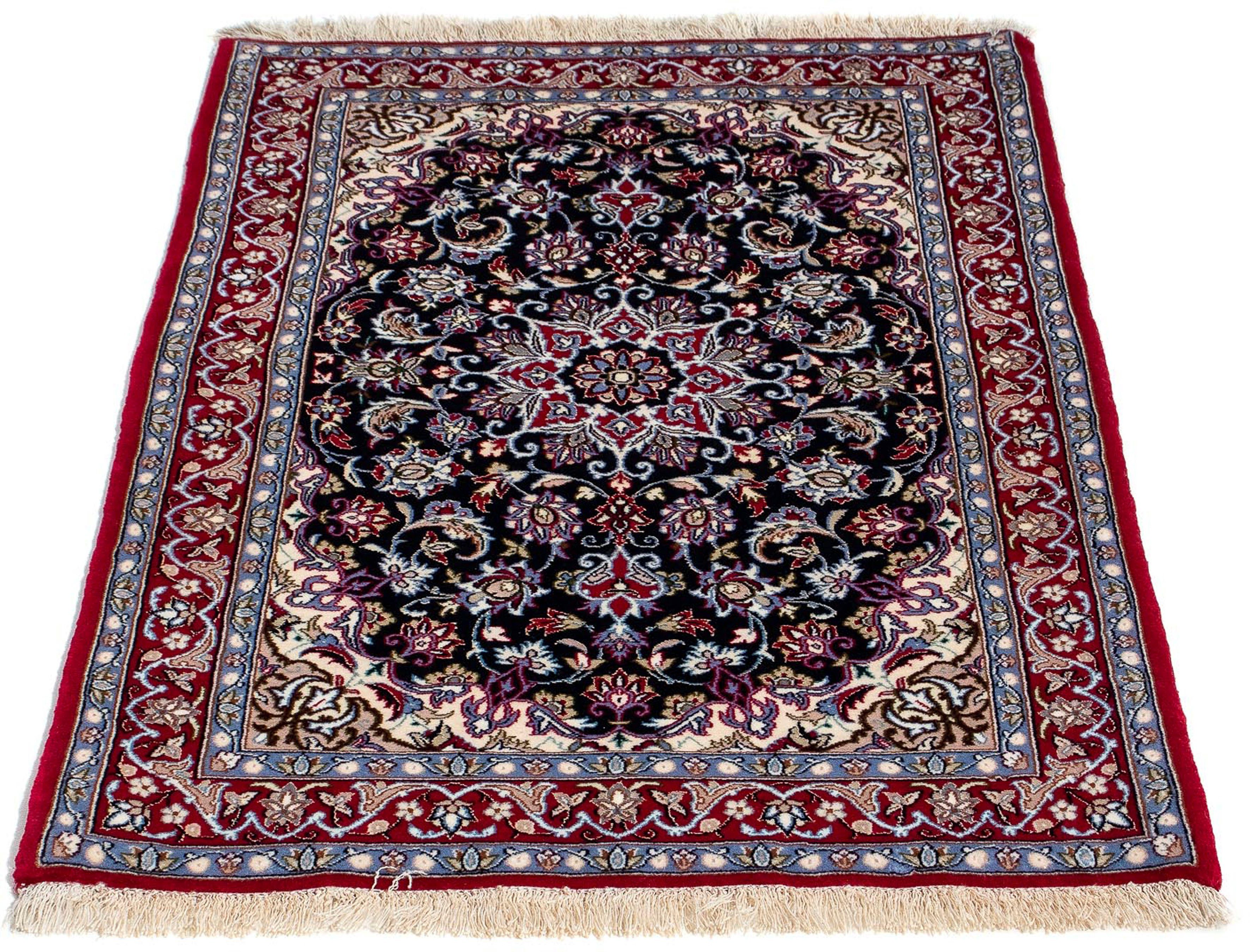 Orientteppich Perser - Isfahan - Premium - 104 x 71 cm - dunkelrot, morgenland, rechteckig, Höhe: 6 mm, Wohnzimmer, Handgeknüpft, Einzelstück mit Zertifikat