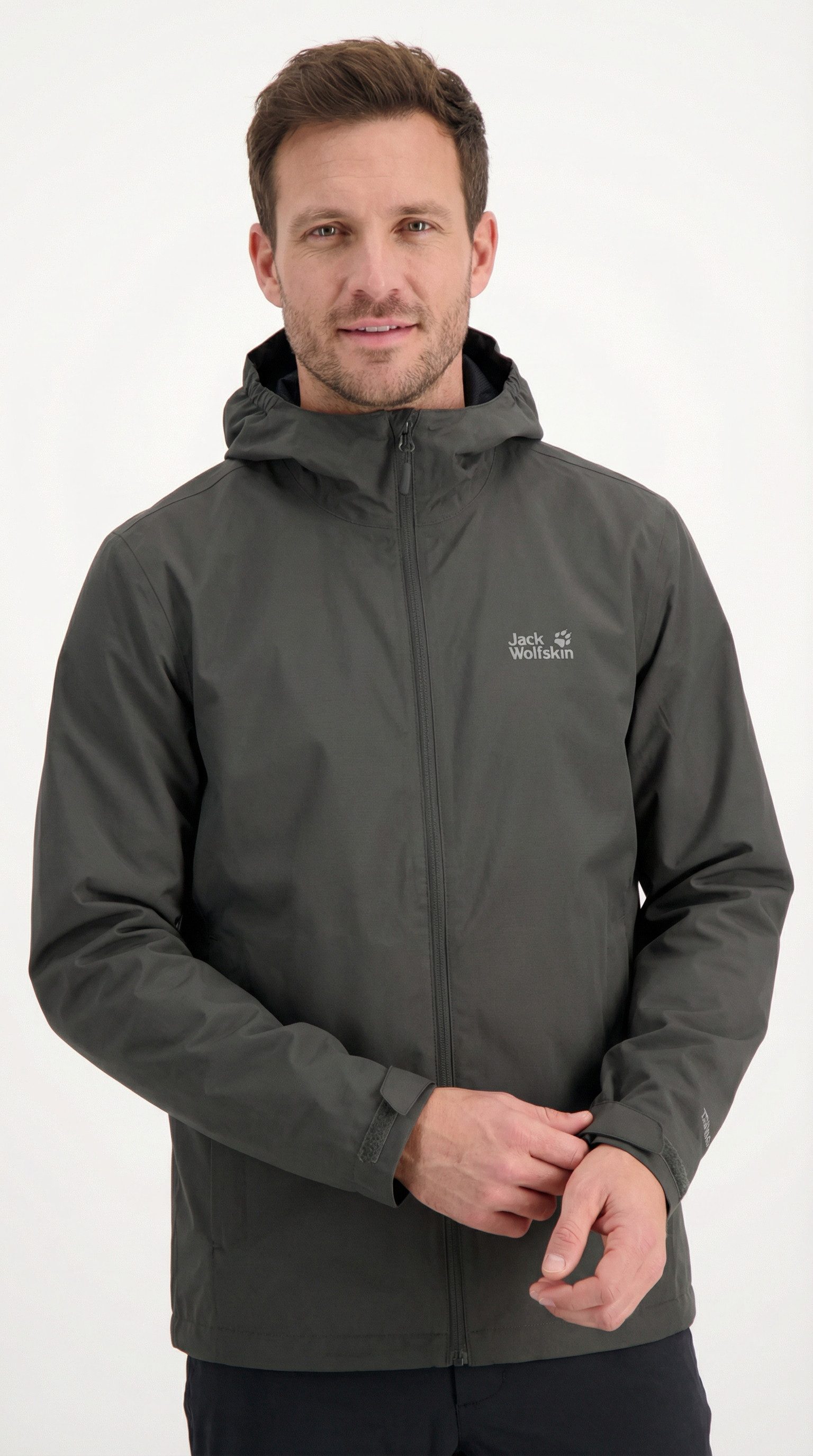 Jack Wolfskin Regenjacke OUTROVERT 2L JKT M mit Kapuze, atmungsaktiv, wasserdicht