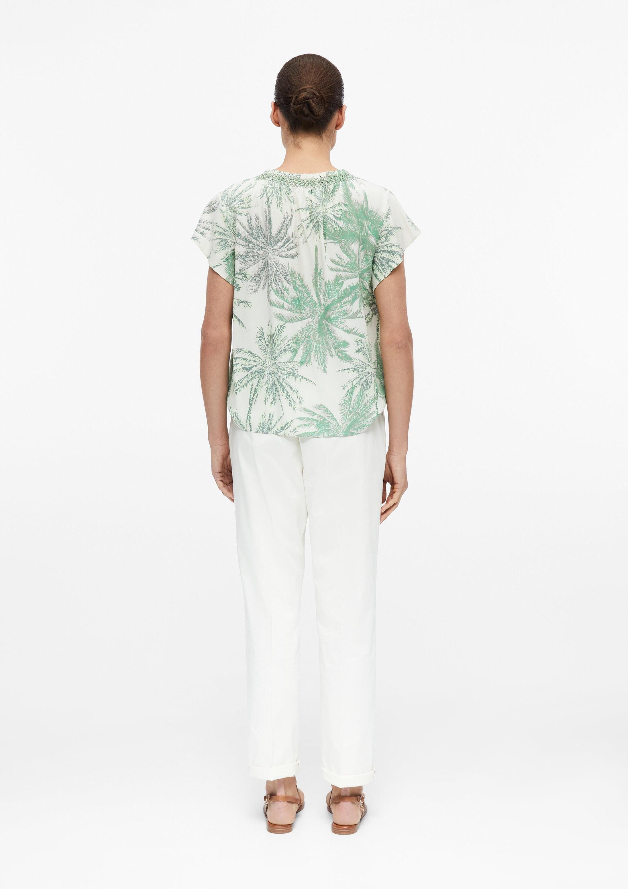 s.Oliver Kurzarmbluse Bluse Viskose-Bluse mit Smok-Details