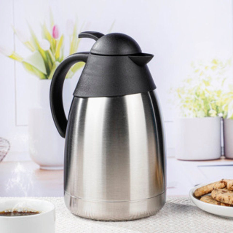 Haushalt International Isolierkanne Isolierkanne 1,5 Liter doppelwandiger mattierter Edelstahl, (1-St)