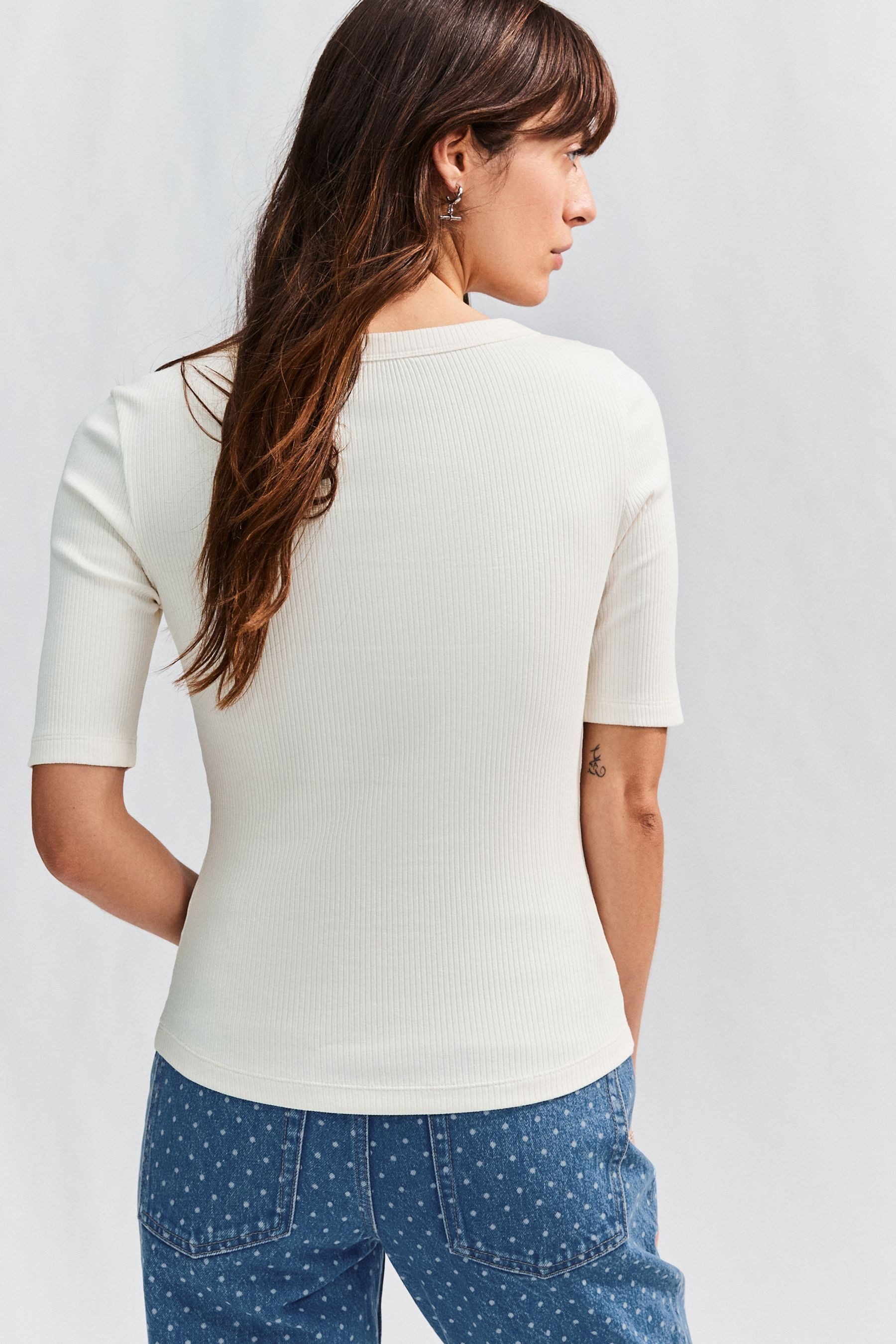 Next Henleyshirt Geripptes Henley-Kurzarmoberteil mit Knöpfen (1-tlg) günstig online kaufen