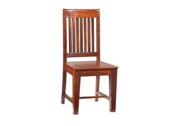 Massivmoebel24 Holzstuhl OXFORD (46x52x100 Akazie montiert, Stuhl aus massiven Akazienholz mit Streben im Landhausstil), hochwertiges Edelholz, authentische Holzadern, aufwendige Schnitzereien und Verzierungen