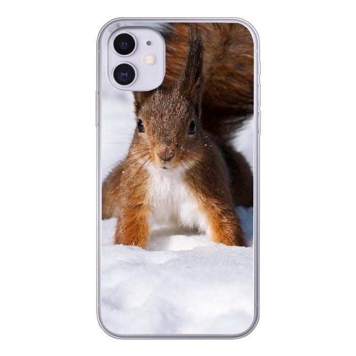 MuchoWow Handyhülle Eichhörnchen - Nagetier - Schnee - Winter Handyhülle Apple iPhone 11 Smartphone-Bumper Print Handy