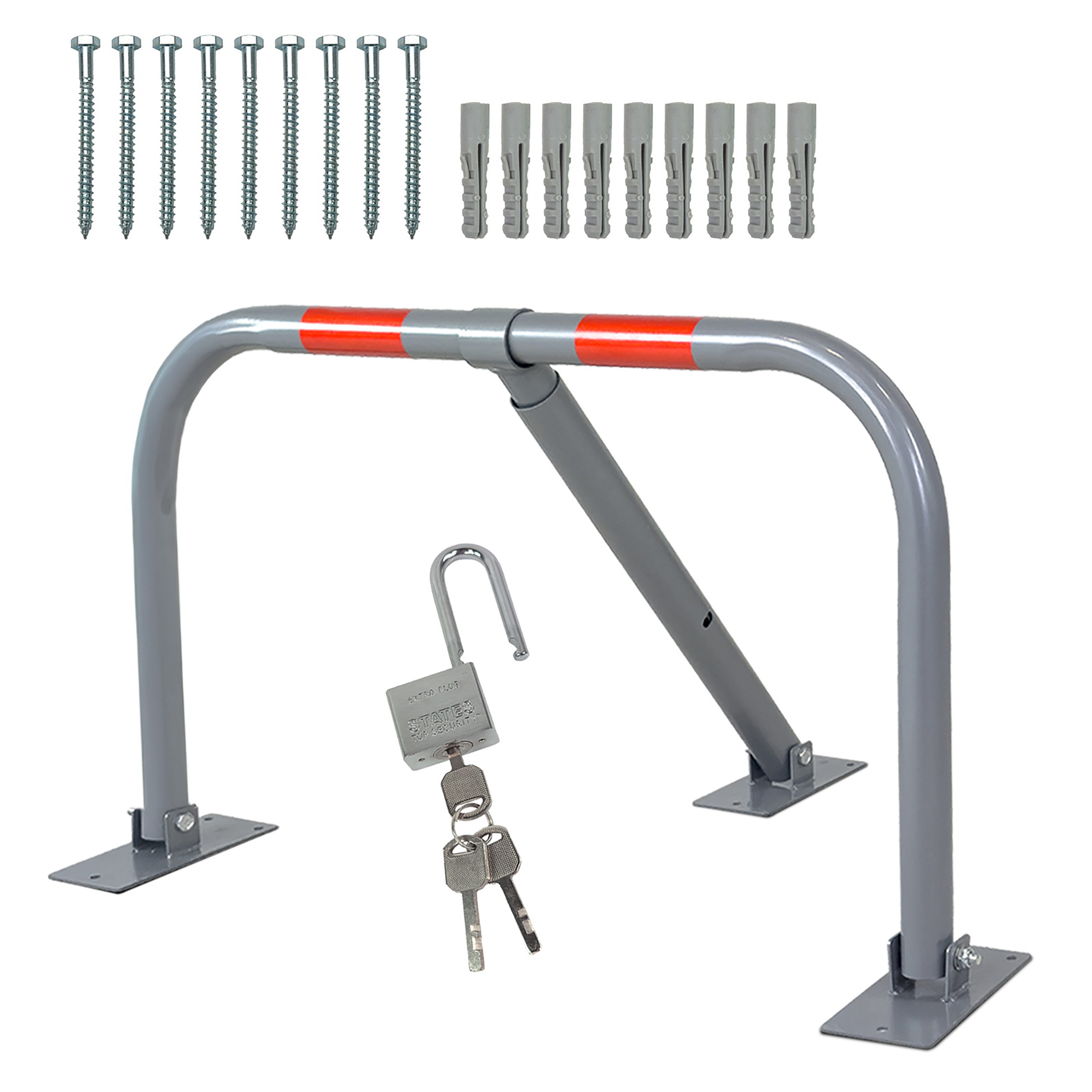 Grafner Absperrpfosten Parkplatzsperre Absperrpfosten abschließbar umlegbar Parkbügel Poller, 800x462x433mm