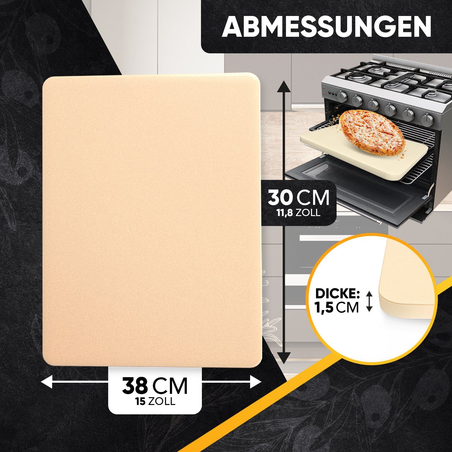 Sibosen Pizzastein Set - 30x30cm Cordierit Mit Holzschaufel