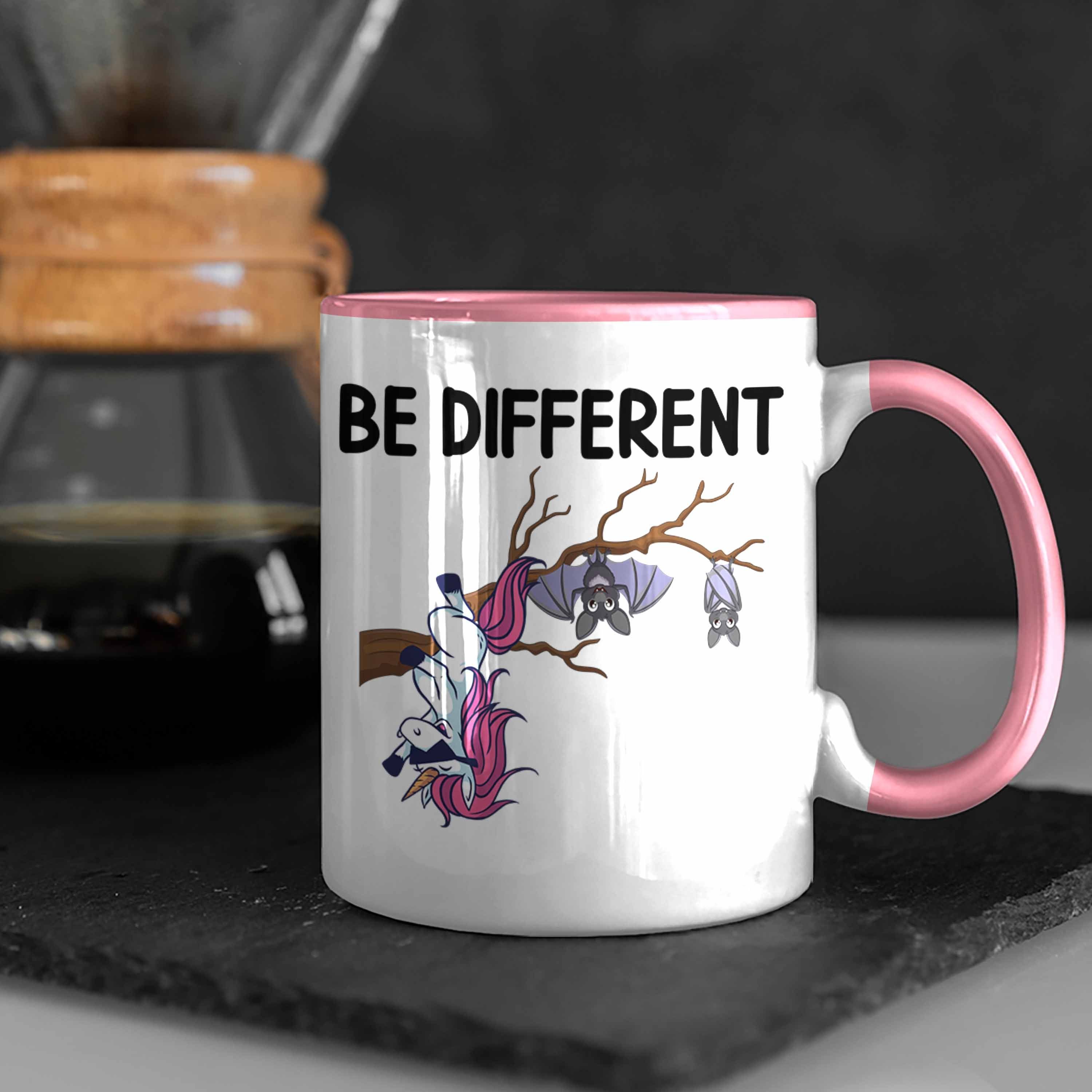 Trendation Tasse Trendation - Einhorn Geschenkidee Different für Geschenk Rosa Frauen Be Tasse Fledermaus