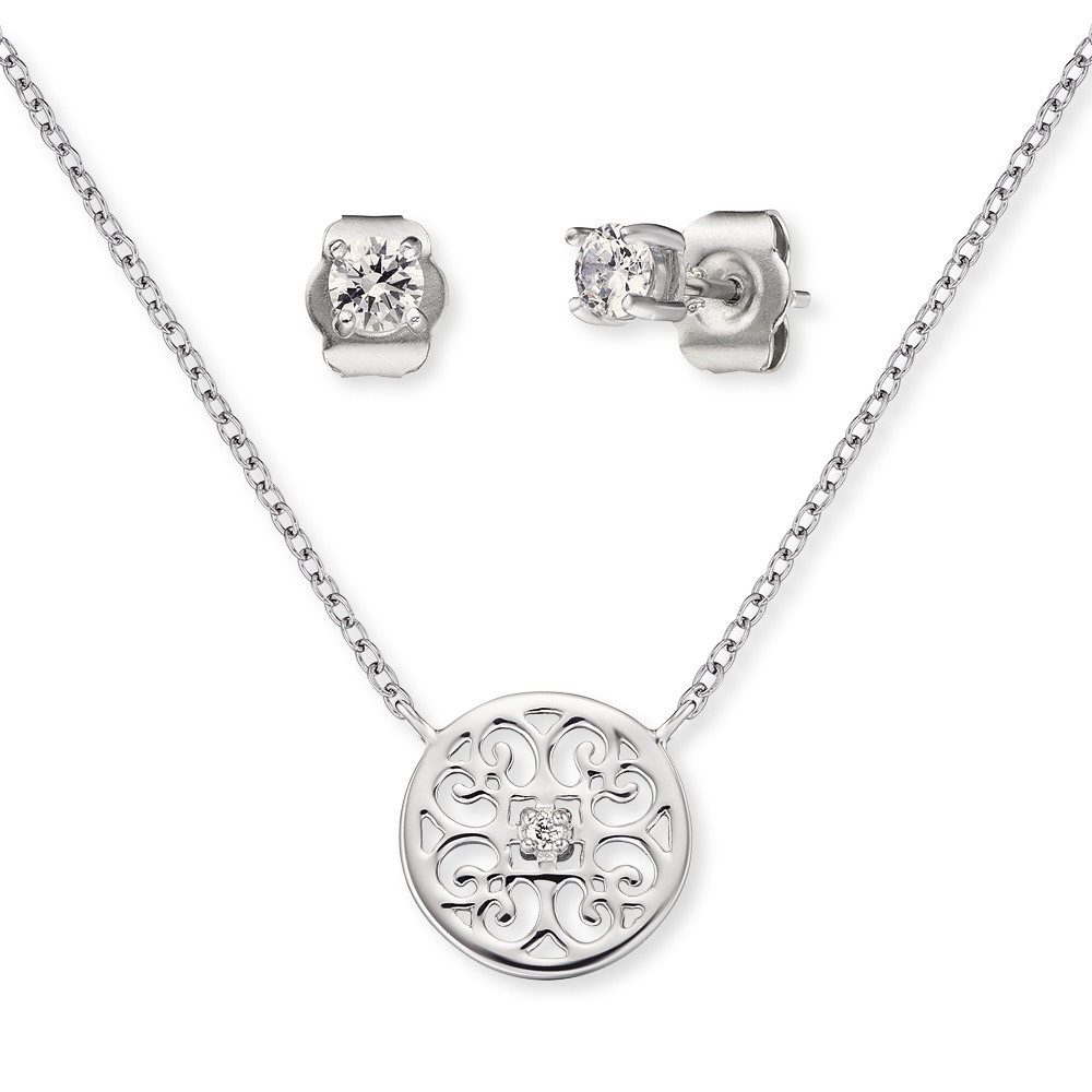 Kette mit Anhänger Engelsrufer Set Halskette und Ohrstecker Silber ERMT-LILORNA-ZI