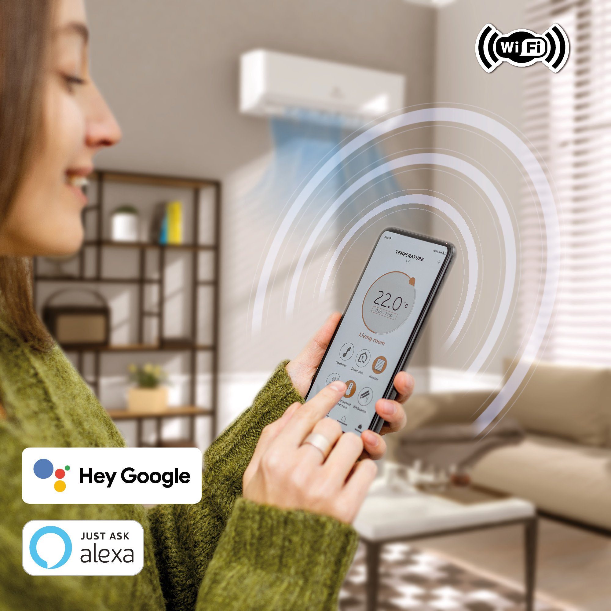 VESKA Split-Klimagerät Inverter Klimaanlage 12000 BTU - 3,5 KW - 2in1 Kühlen und Heizen, mit WiFi/App Funktion, Fernbedienung, Timer, inkl. Montagematerial