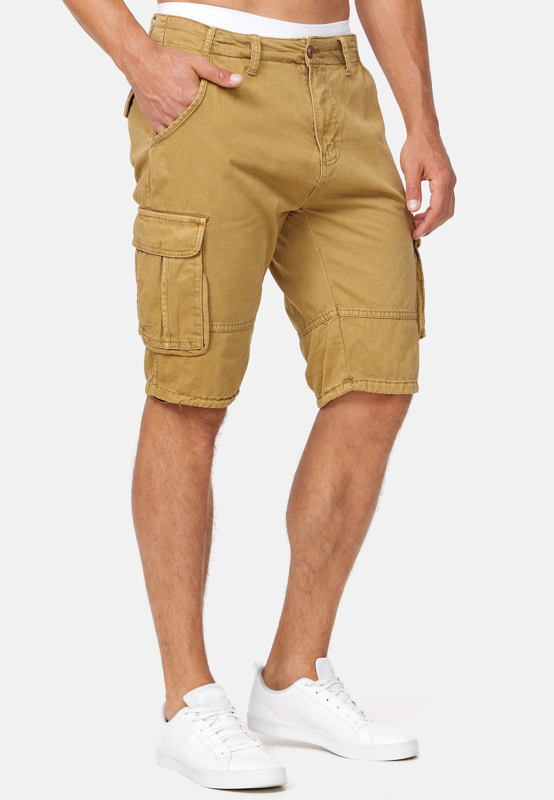 Indicode Cargoshorts Herren Monroe Cargo Cargo Shorts Herrenshorts mit 6 Taschen inkl. Gürtel