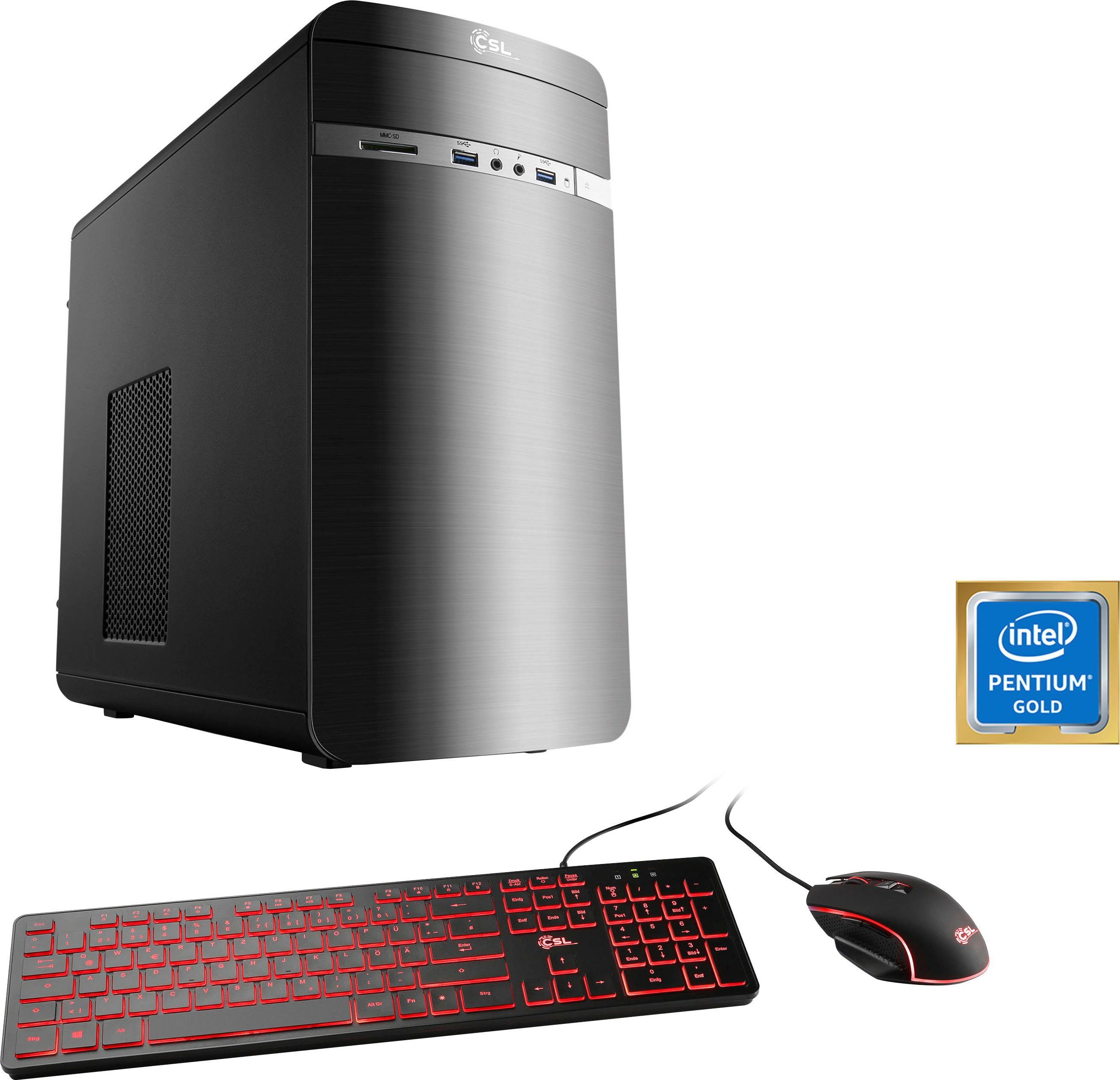 CSL Speed V1180 PC (Intel® Pentium Gold G6400, 16 GB RAM, 500 GB SSD, Luftkühlung, Intel®, Pentium® Gold G6400 2× 4000 MHz inkl. Hyper-Threading)