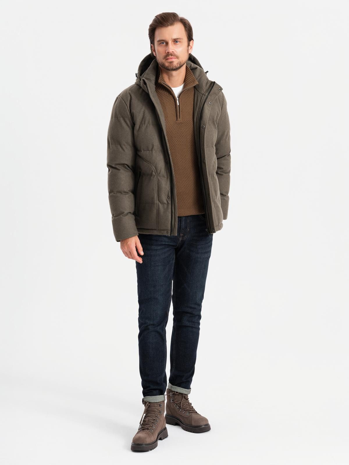 Winterjacke Herren-Freizeit-Pufferjacke mit Wolle