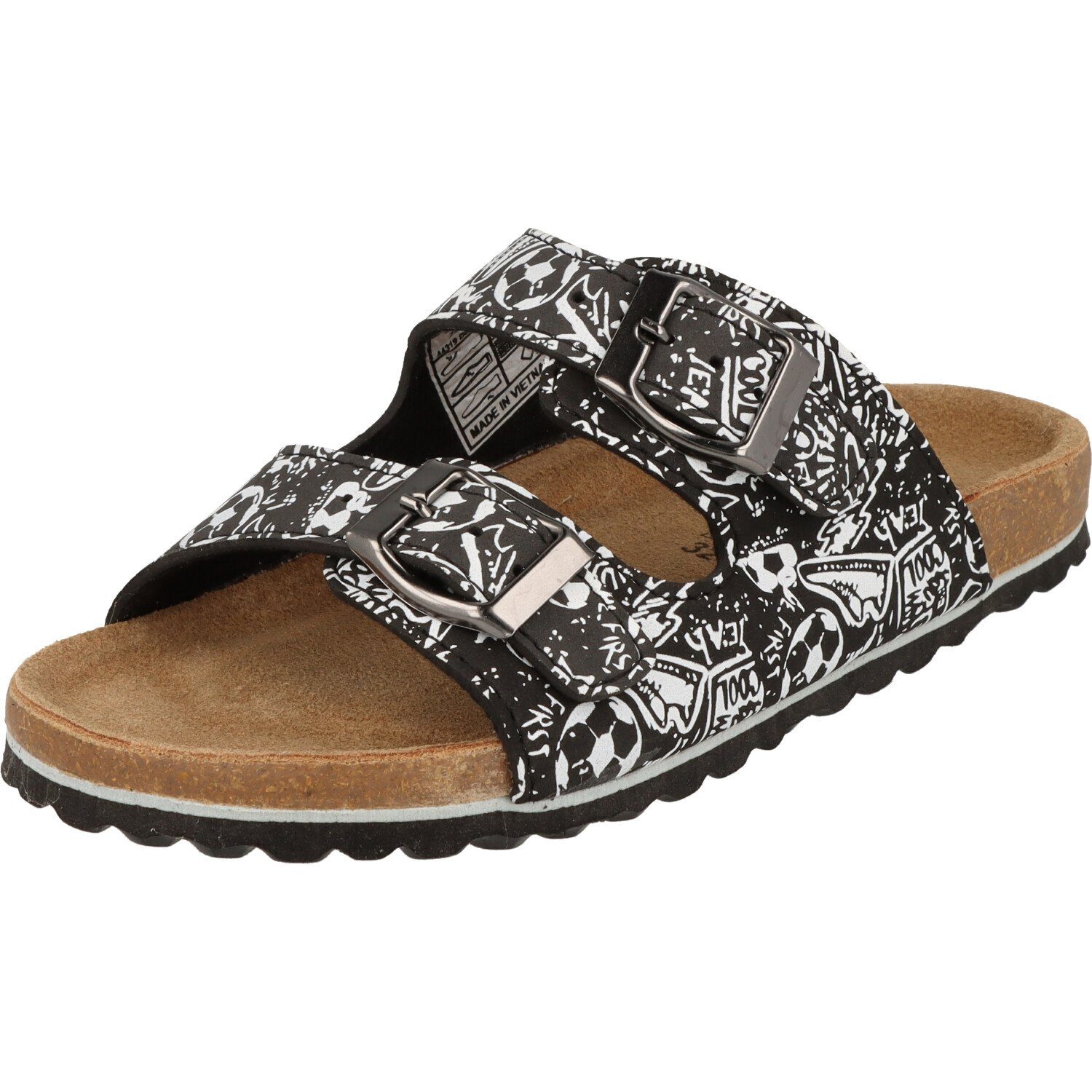 SUPERSOFT Fußballmotiv Jungen Sandalen Pantolette 474-644 Schuhe Lederfußbett