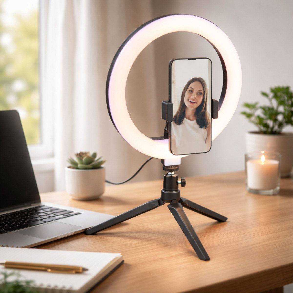 Grundig Ringlicht Grundig Selfie Ringlicht 10 Zoll - Ringlicht mit Stativ