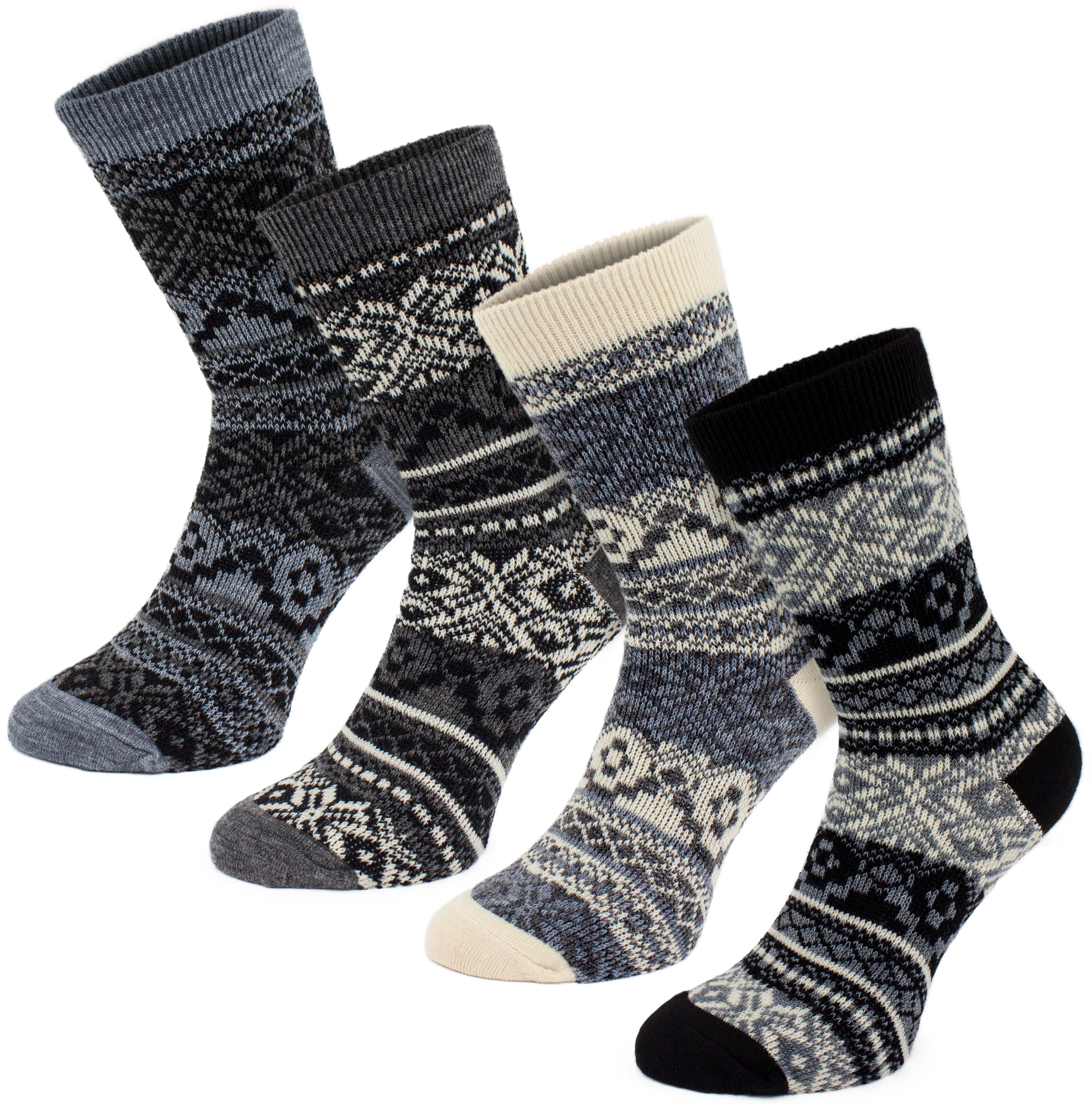 Norwegersocken Kuschelsocken Geschenkset für Frauen - Schwarz Weiß
