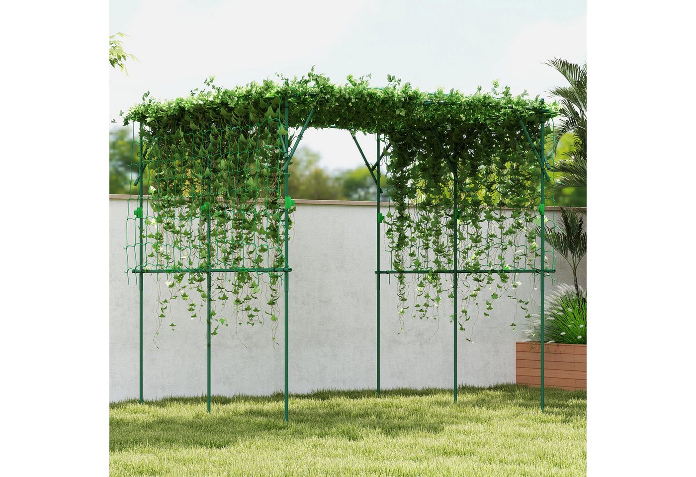 Thumbnail - Outsunny Rankhilfe rostfrei, mit Dreieckig Stützdesign, 223x223x223 cm Rosenbogen für Kletterpflanzen, 1 St., Rankgitter...