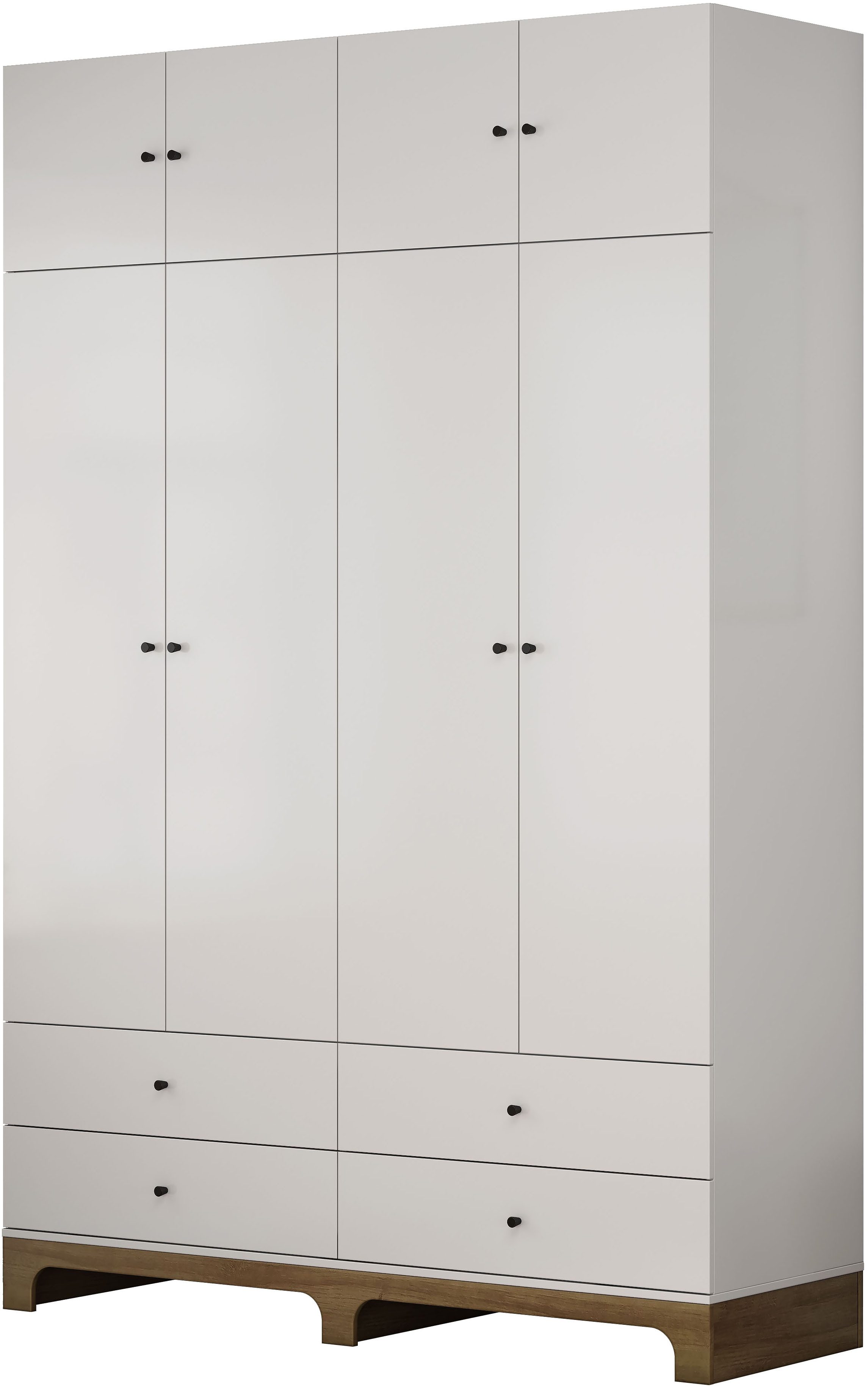 OTTO home Kleiderschrank Oslo Schlafzimmerschrank Garderobe weiß Landhaus Schlafzimmerschrank mit 4 Türen und 4 Schubladen, Breite 160cm